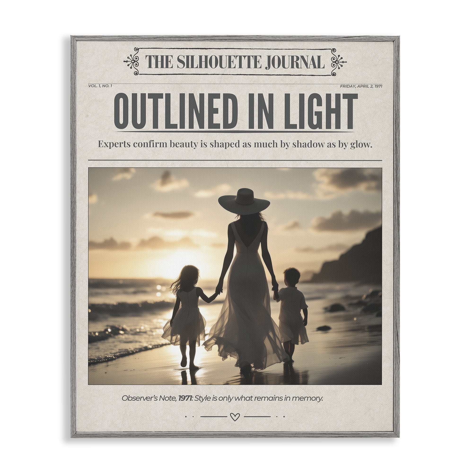 Stupell Industries Outlined In Light Newspaper Gray Framed Giclee Art, design by A Barefoot Stylist