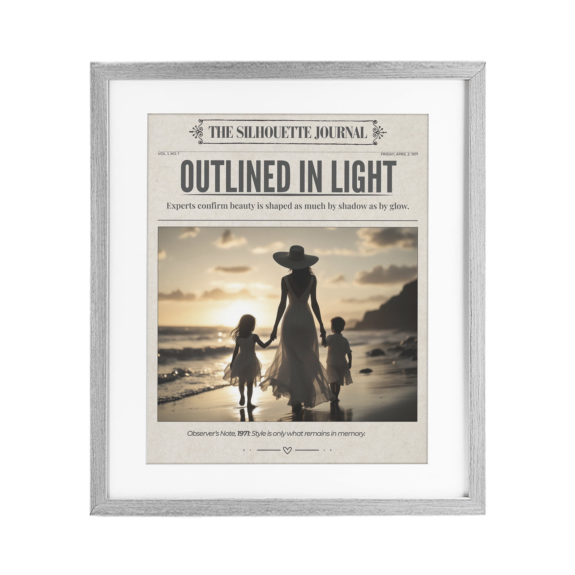 Stupell Industries Outlined In Light Newspaper Gray Framed Print Under Glass, design by A Barefoot Stylist