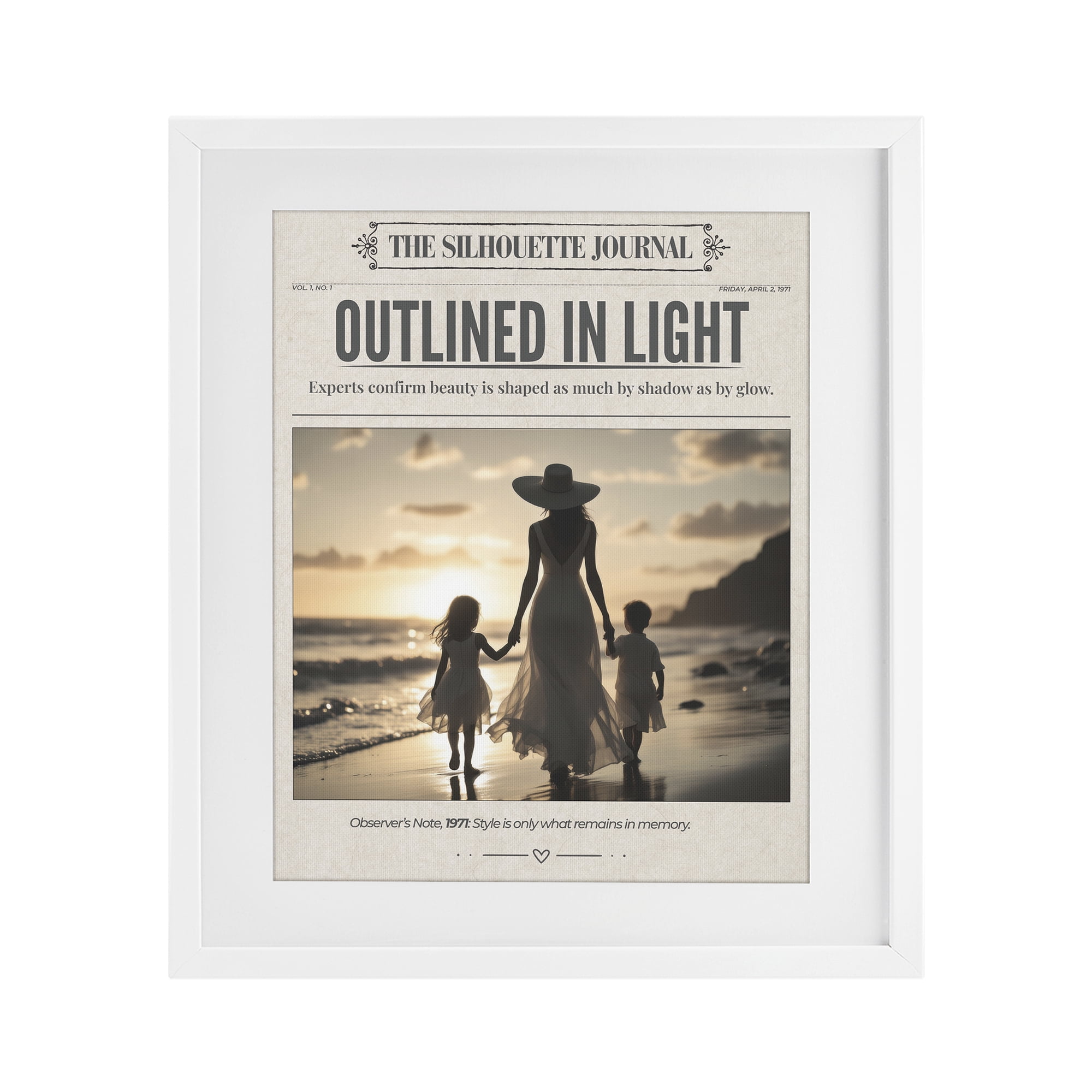 Stupell Industries Outlined In Light Newspaper White Framed Print Under Glass, design by A Barefoot Stylist