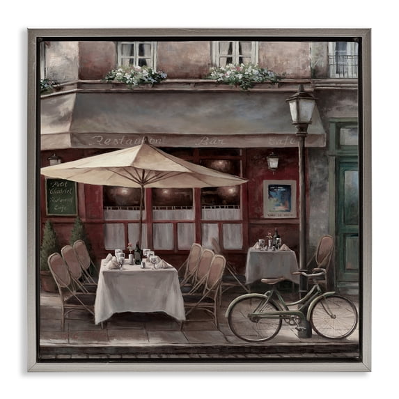 Stupell Industries Traditional Outside Dining Bistro Gray Floating Frame Canvas Art, 25 x 25, by T.C. Chiu