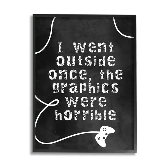 Stupell Industries Outside Graphics Were Horrible Phrase Gamer Humor Abstract Painting Black Framed Art Print Wall Art, 16 x 20