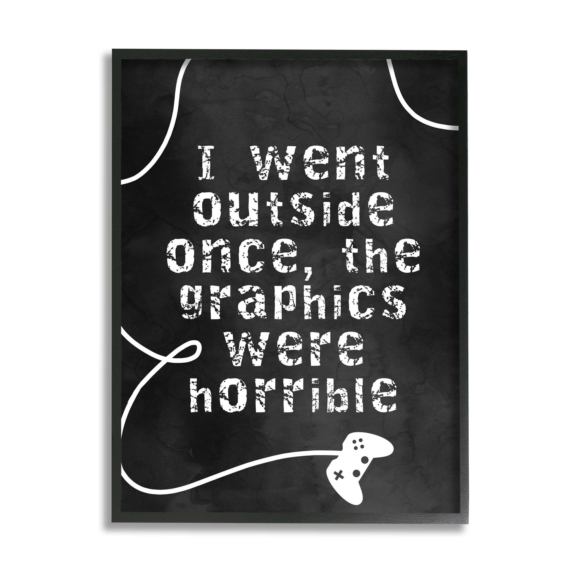 Stupell Industries Outside Graphics Were Horrible Phrase Gamer Humor Abstract Painting Black Framed Art Print Wall Art, 24 x 30