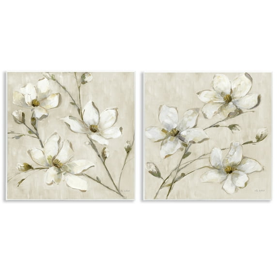 Stupell Industries Outstretched Dogwood Branches Floral Painting Unframed Art Print Wall Art, 12 x 12, Set of 2
