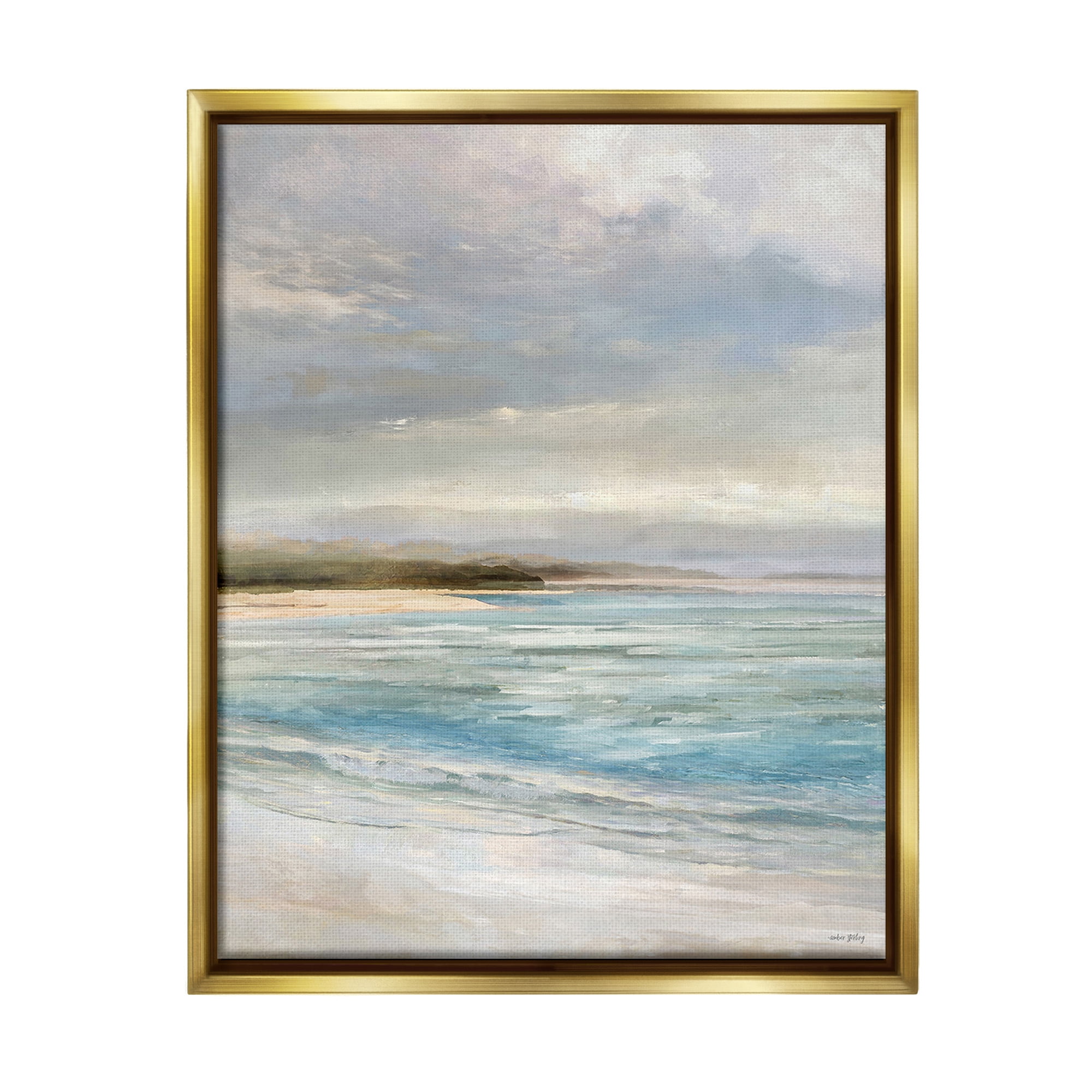 Stupell Industries Overcast Beach Scenery Landscape Painting Gold ...