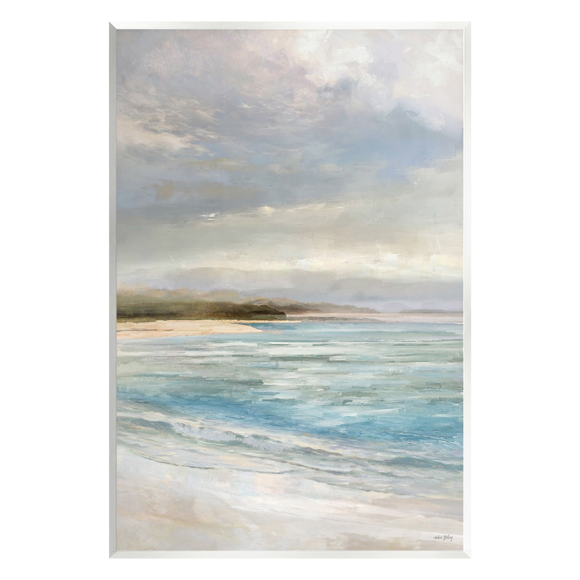 Stupell Industries Overcast Beach Scenery Landscape Painting Unframed Art Print Wall Art, 13 x 19
