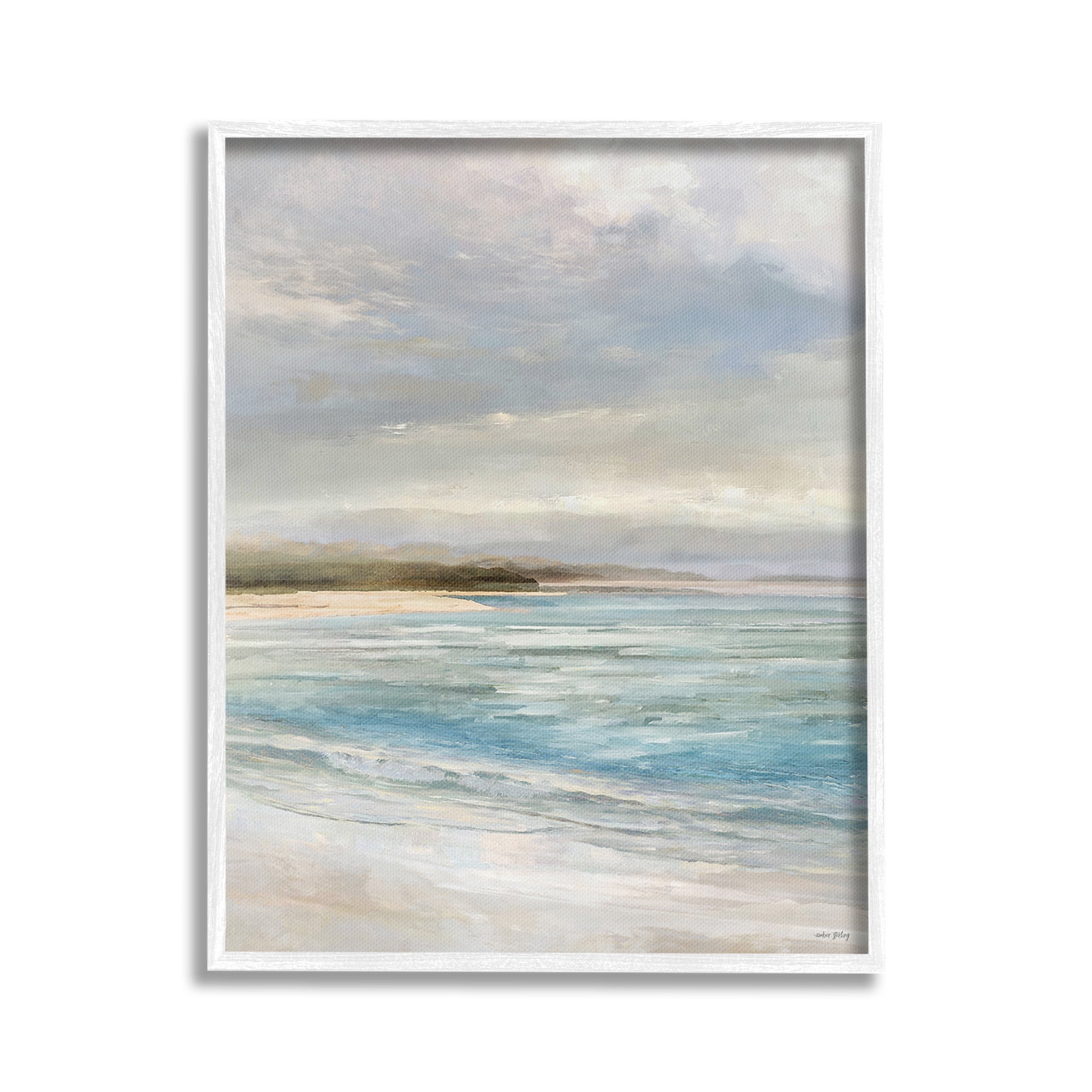 Stupell Industries Overcast Beach Scenery Landscape Painting White ...