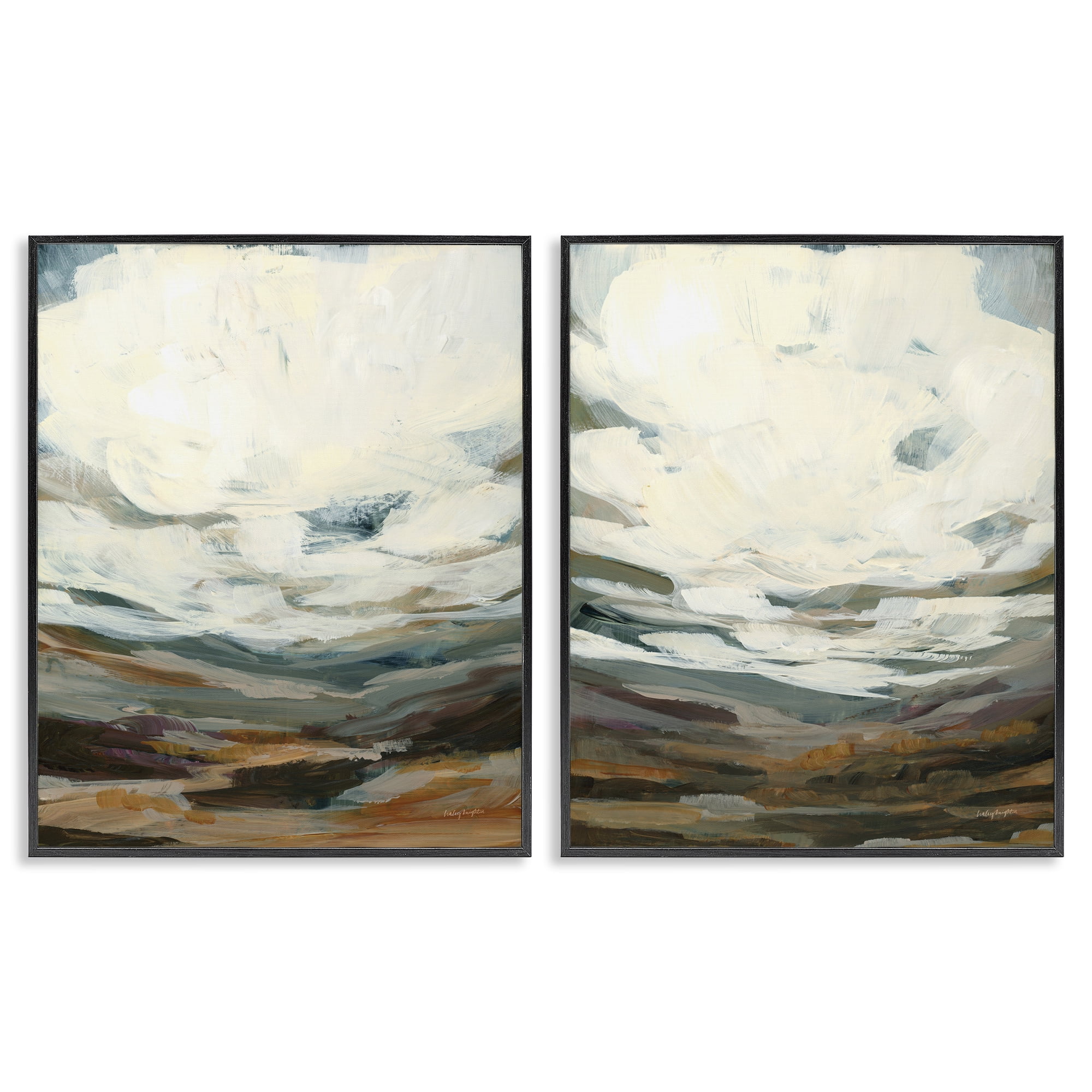 Stupell Industries Overcast Timber Thicket Abstract Painting Black Framed Art Print Wall Art, 16 x 20, Set of 2