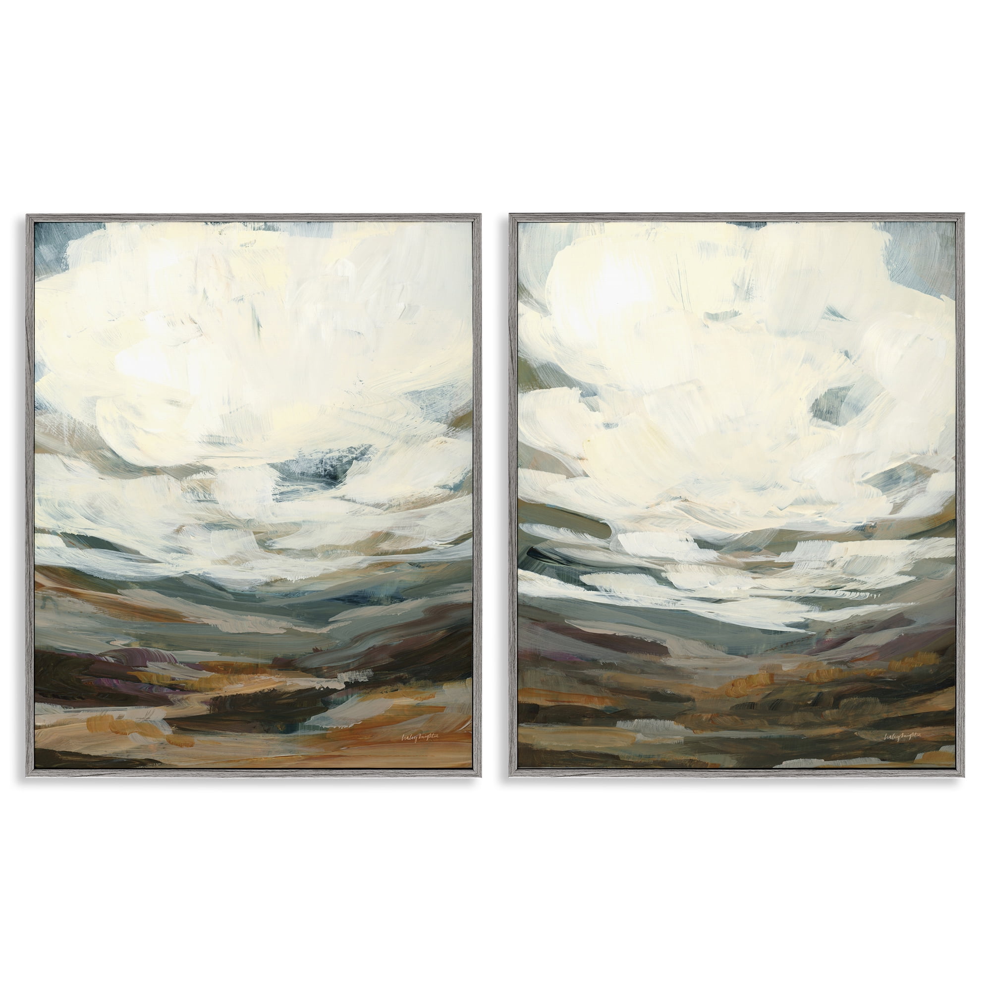 Stupell Industries Overcast Timber Thicket Abstract Painting Gray Framed Art Print Wall Art, 11 x 14, Set of 2