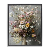 Stupell Industries Overflowing Spring Flowers Floral Painting Black Floater Framed Canvas Art Print Wall Art, 17 x 21