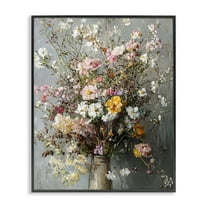 Stupell Industries Overflowing Spring Flowers Floral Painting Black Framed Art Print Wall Art, 11 x 14