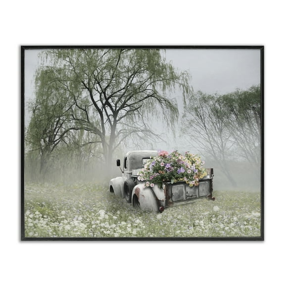 Stupell Industries Overgrown Floral Truck Plants & Flowers Photography Black Framed Art Print Wall Art, 14 x 11