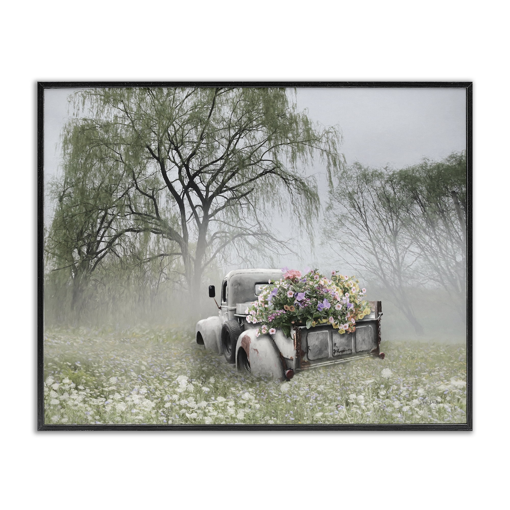 Stupell Industries Overgrown Floral Truck Plants & Flowers Photography Black Framed Art Print Wall Art, 30 x 24