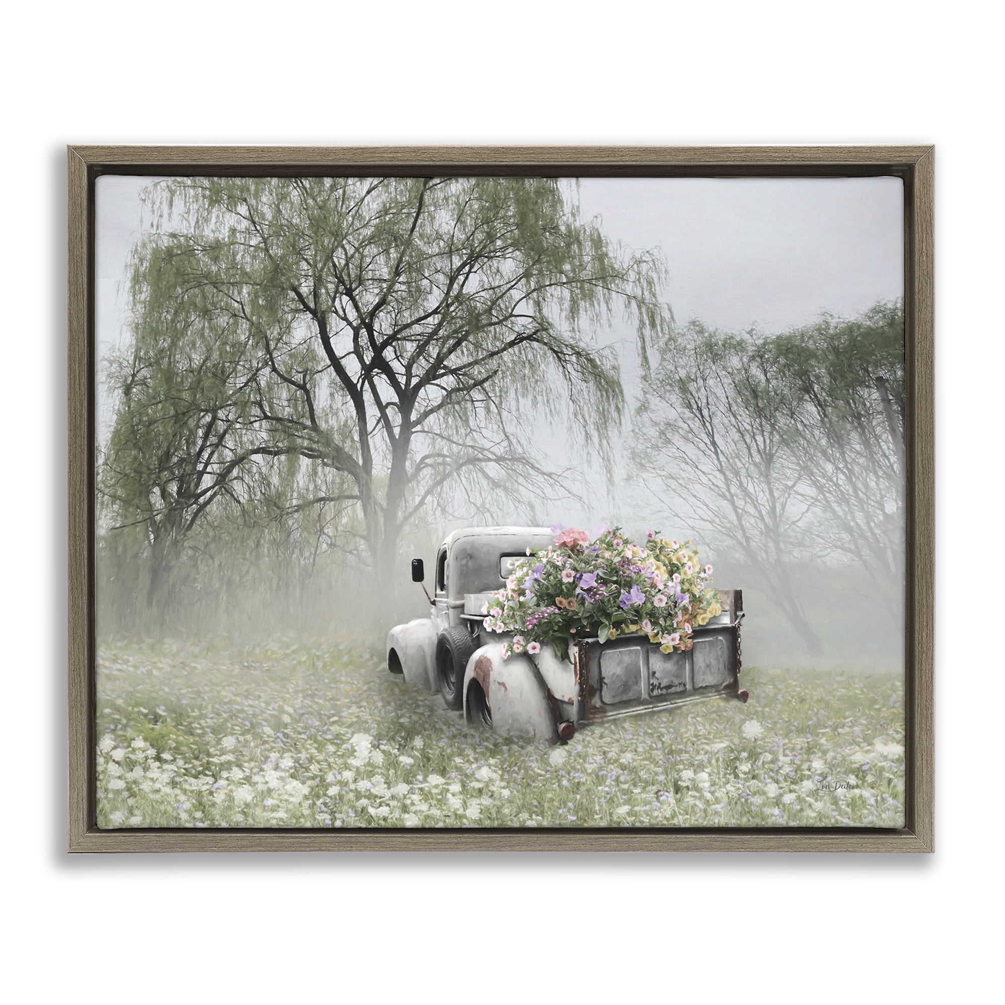 Stupell Industries Overgrown Floral Truck Plants & Flowers Photography Brown Floater Framed Canvas Art Print Wall Art, 21 x 17