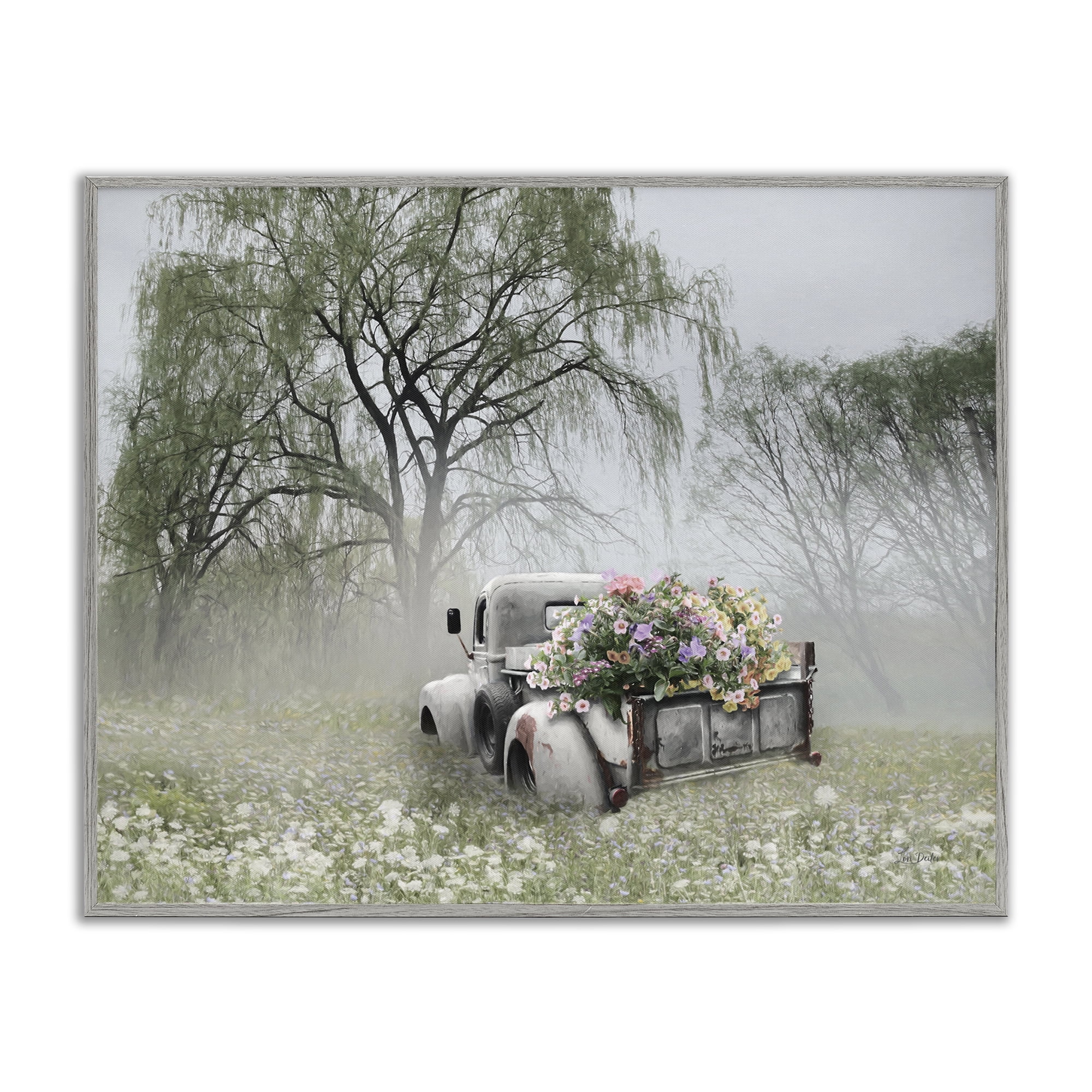 Stupell Industries Overgrown Floral Truck Plants & Flowers Photography Gray Framed Art Print Wall Art, 20 x 16