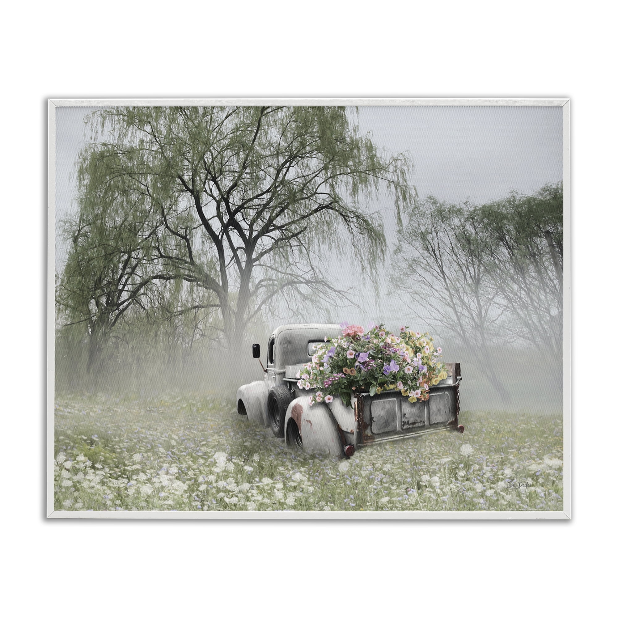 Stupell Industries Overgrown Floral Truck Plants & Flowers Photography White Framed Art Print Wall Art, 20 x 16