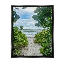 Stupell Industries Overhanging Beach Greenery Plants Path Photograph Jet Black Floating Framed Canvas Print Wall Art, Design by Mary Lou Photography
