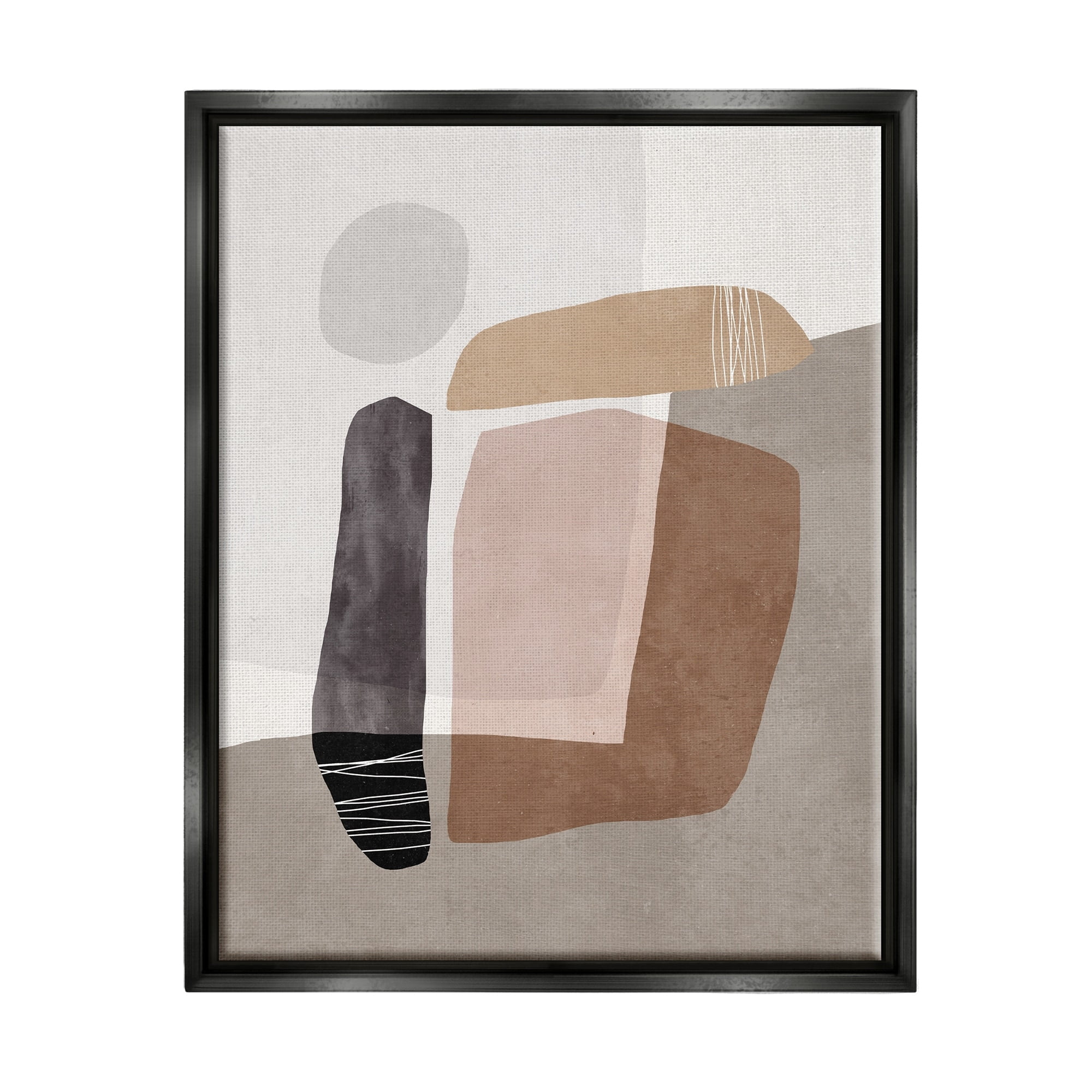 Stupell Industries Overlapped Earth Transparent Solid Polygons Contemporary Art Jet Black Framed Floating Canvas Wall Art, 16x20, by Nina Blue