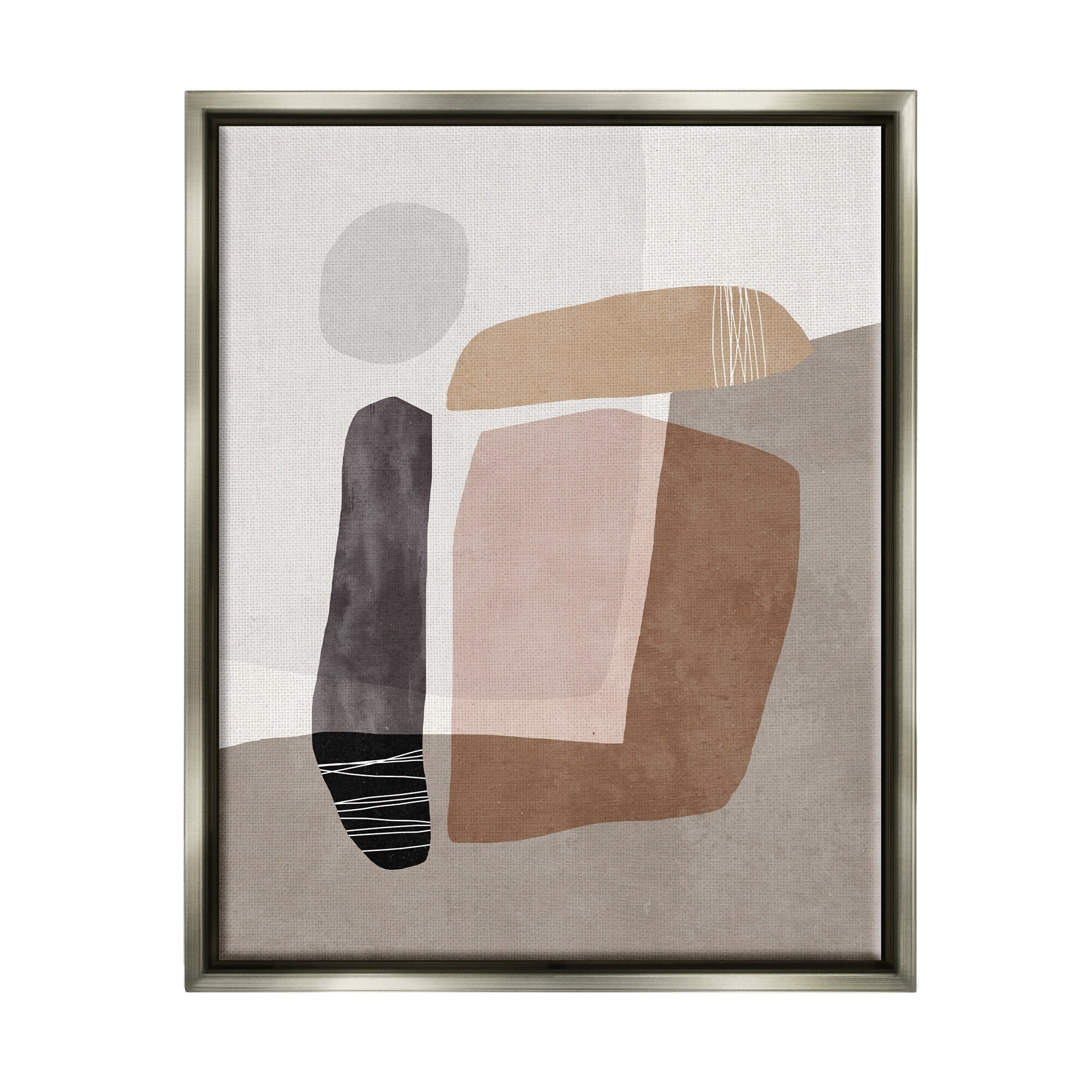 Stupell Industries Overlapped Earth Transparent Solid Polygons Contemporary Art Luster Gray Framed Floating Canvas Wall Art, 24x30, by Nina Blue