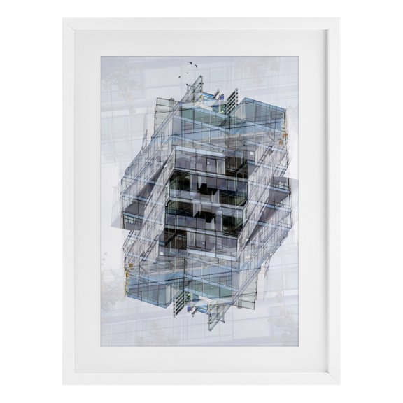 Stupell Industries Overlapping Building Layers White Framed Print Under Glass design by Robin Vandenabeele, 23 x 17