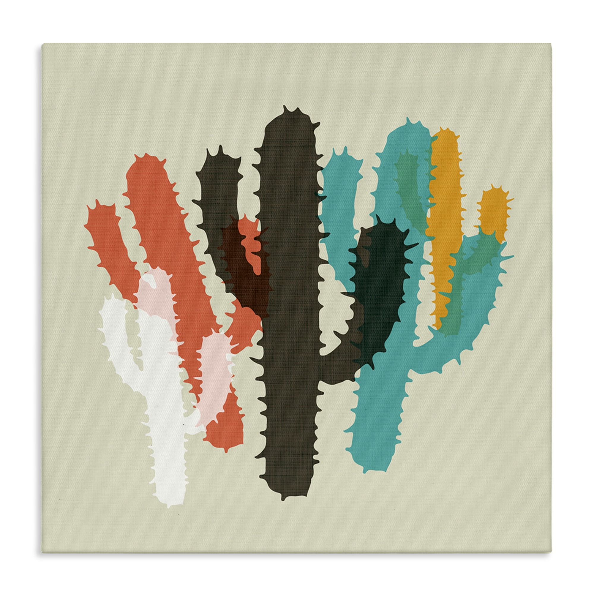 Stupell Industries Overlapping Cactus Pattern Botanical & Floral Painting Gallery Wrapped Canvas Art Print Wall Art, 30 x 30