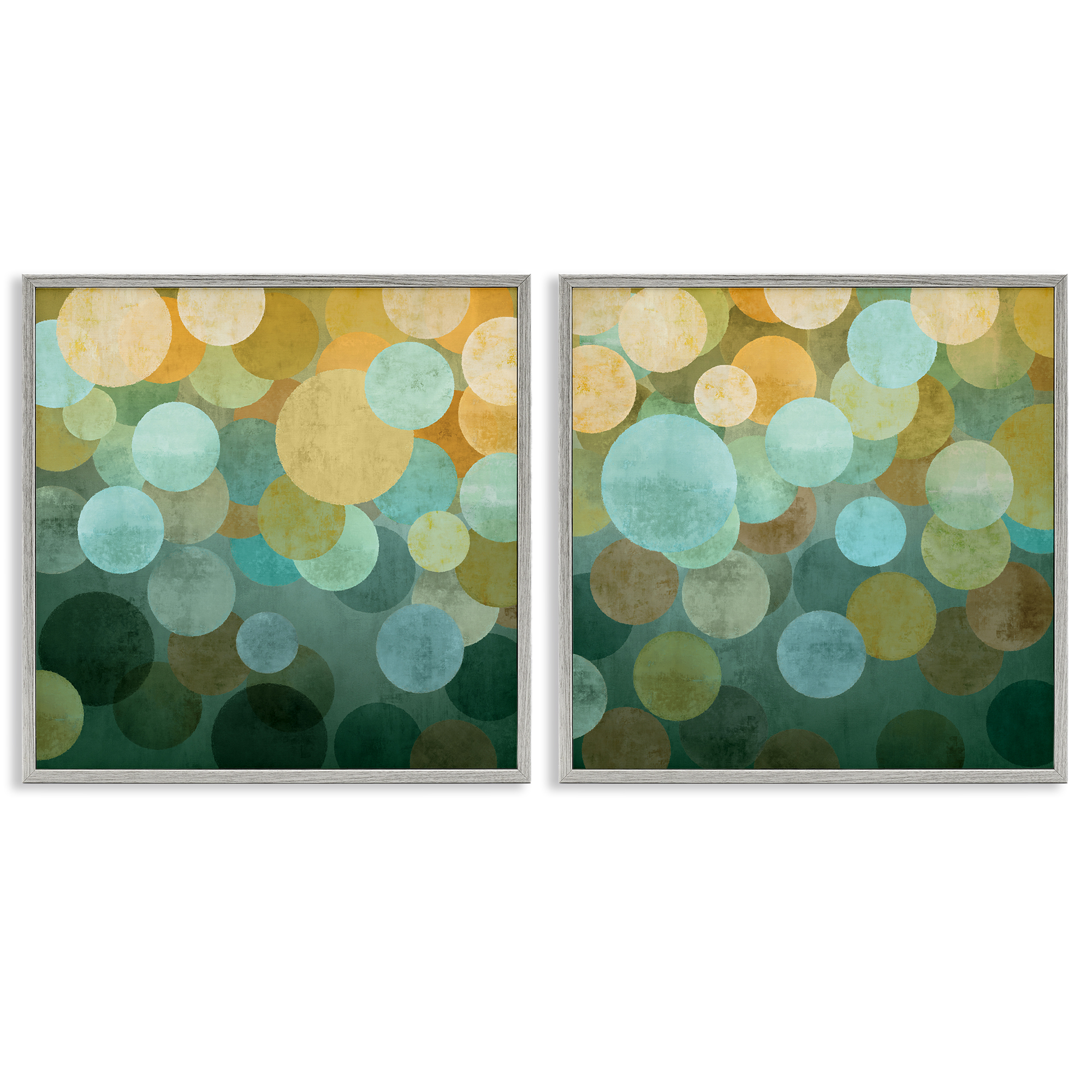 Stupell Industries Overlapping Circles Abstract Abstract Painting Gray Framed Art Print Wall Art, 17 x 17, Set of 2