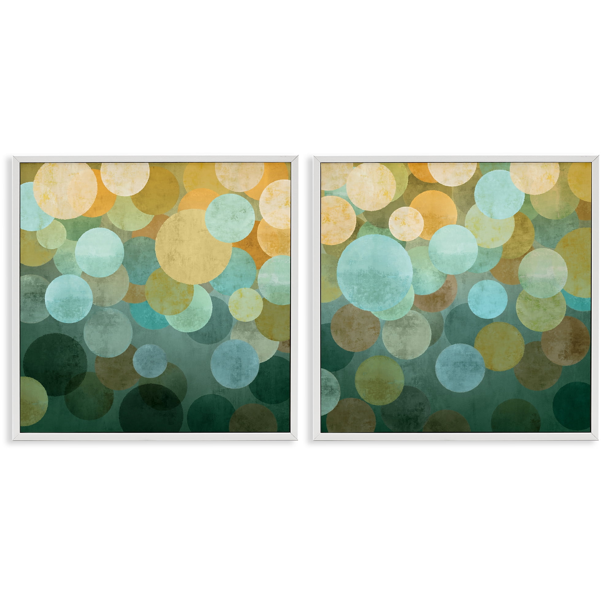 Stupell Industries Overlapping Circles Abstract Abstract Painting White Framed Art Print Wall Art, 24 x 24, Set of 2