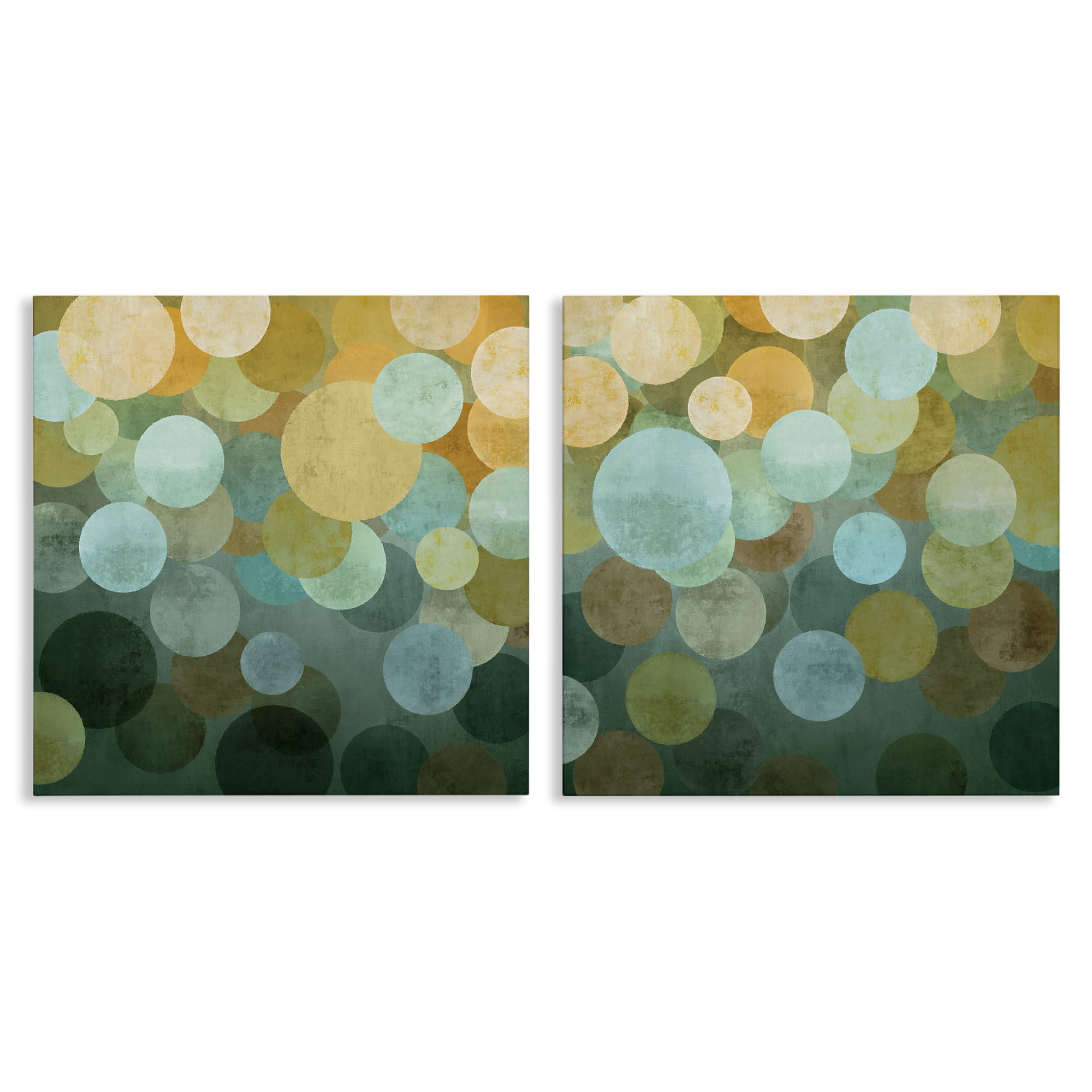 Stupell Industries Overlapping Circles Abstract Abstract Painting Wrapped Canvas Art Print Wall Art, 24 x 24, Set of 2