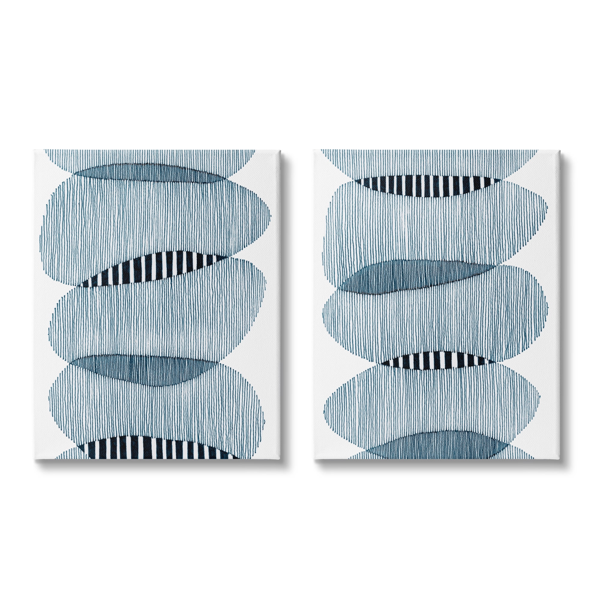 Stupell Industries Overlapping Circles Abstraction Abstract Painting Gallery Wrapped Canvas Print Wall Art, 24 x 30, Set of 2