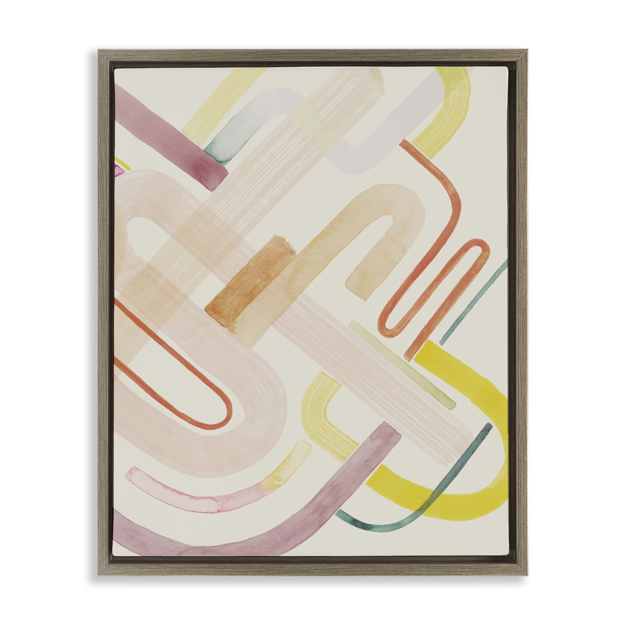 Stupell Industries Overlapping Curved Shapes Abstract Painting Brown Floater Framed Canvas Art Print Wall Art, 17 x 21