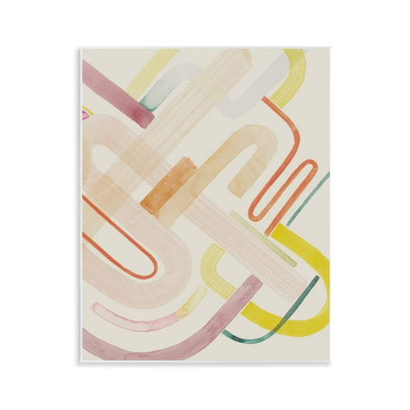 Stupell Industries Overlapping Curved Shapes Abstract Painting Unframed Art Print Wall Art, 11 x 14