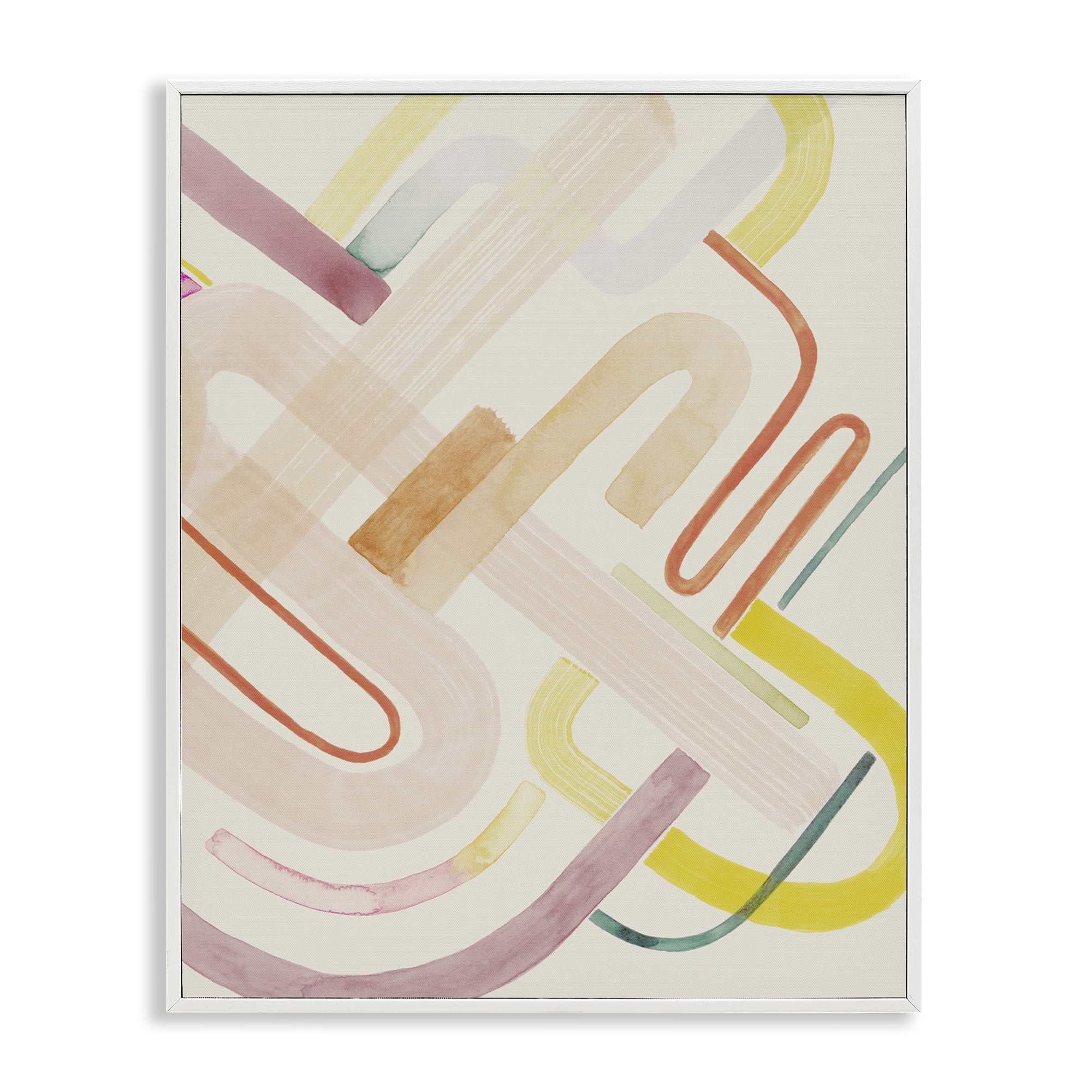Stupell Industries Overlapping Curved Shapes Abstract Painting White Framed Art Print Wall Art, 11 x 14