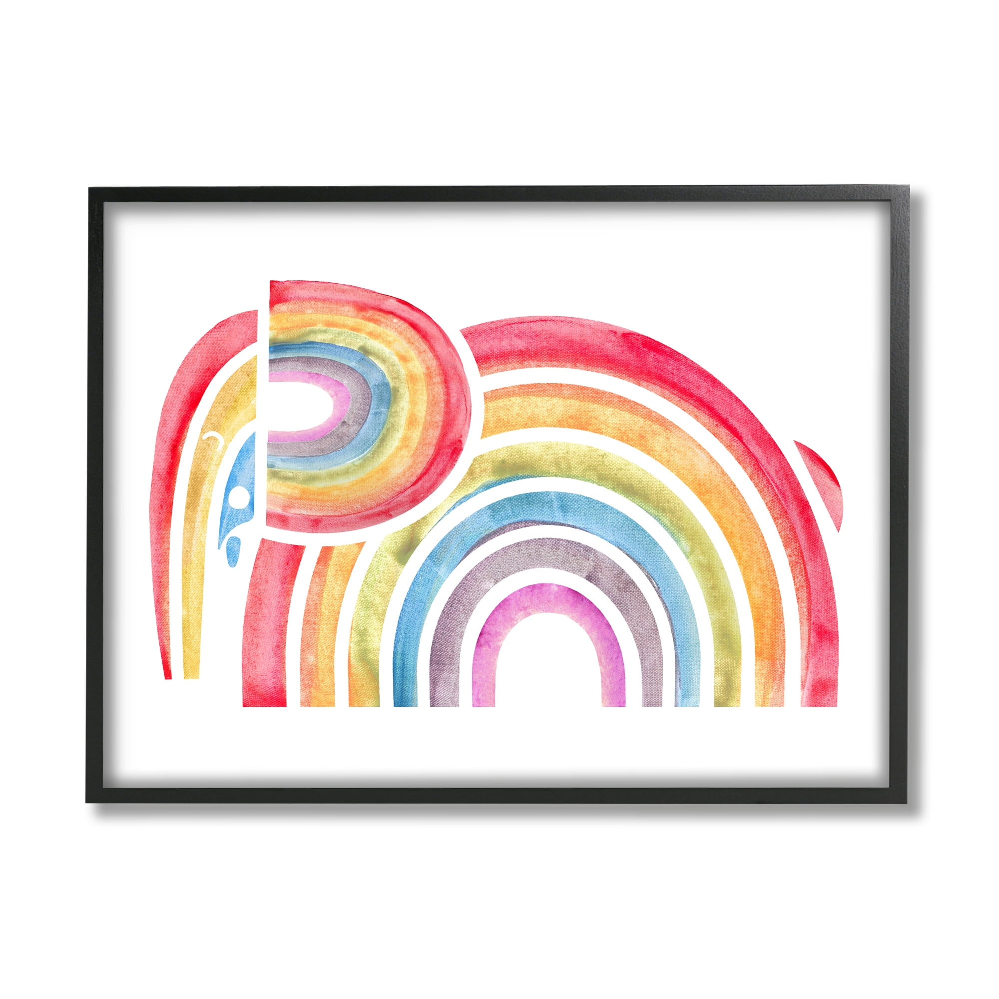 Stupell Industries Overlapping Rainbows Abstract Perpendicular Arch Shapes Modern Painting Black Framed Art Print Wall Art, 24 x 30, Design by Daphne Polselli