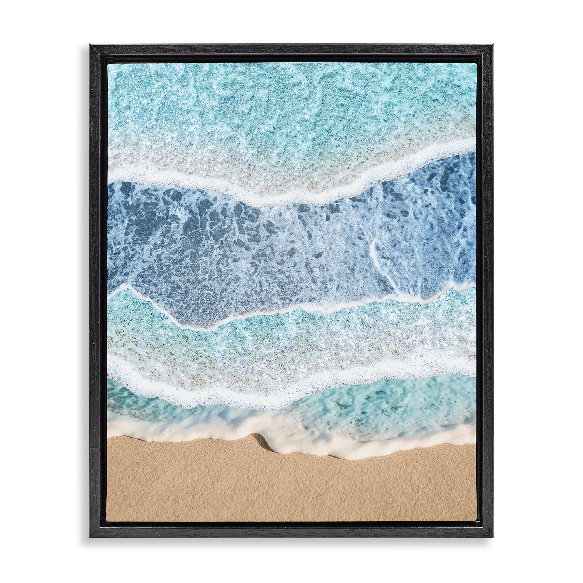 Stupell Industries Overlapping Shore Waves Black Framed Floater Canvas Wall Art, design by Jesse Keith