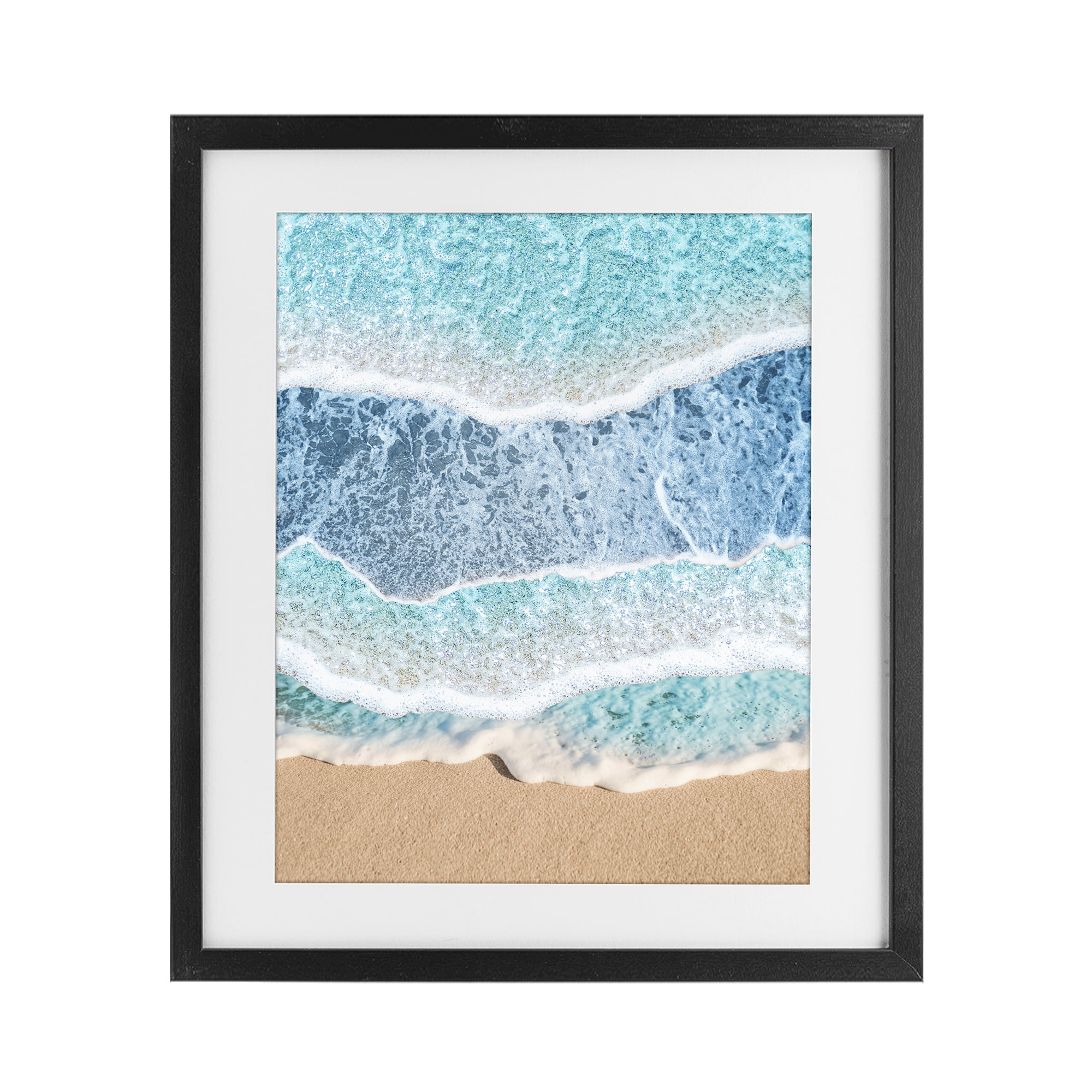 Stupell Industries Overlapping Shore Waves Black Framed Print Under Glass, design by Jesse Keith