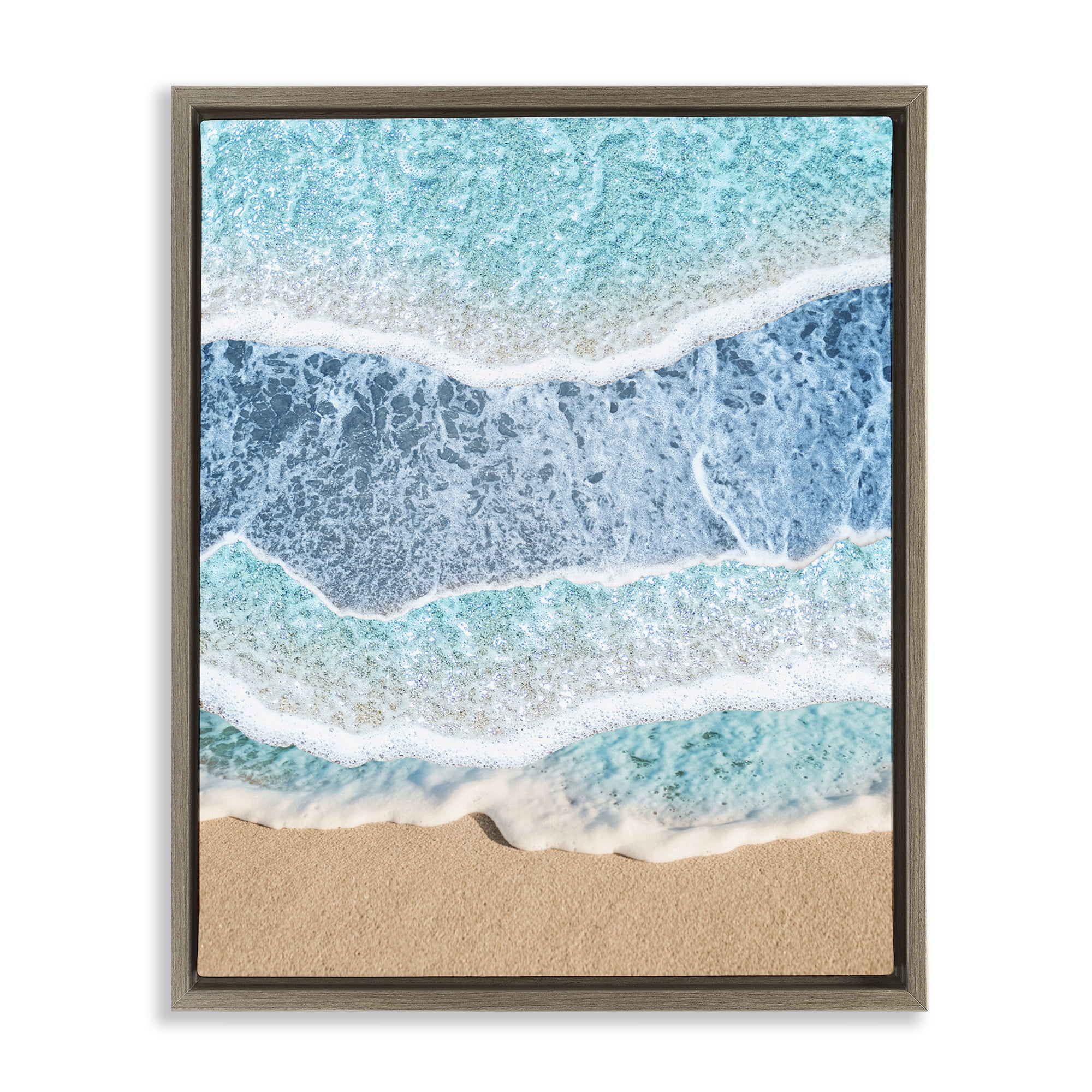 Stupell Industries Overlapping Shore Waves Brown Framed Floater Canvas Wall Art, design by Jesse Keith