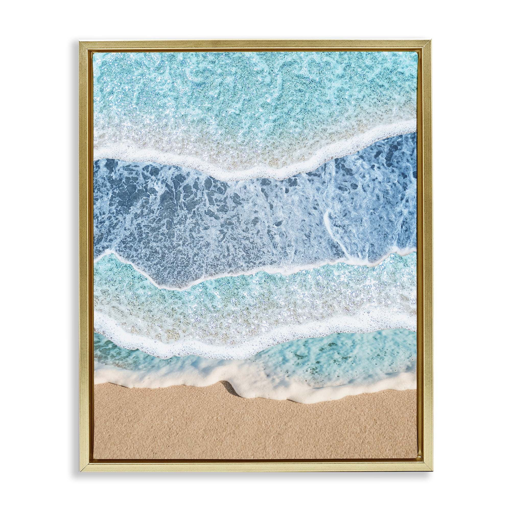 Stupell Industries Overlapping Shore Waves Gold Framed Floater Canvas Wall Art, design by Jesse Keith