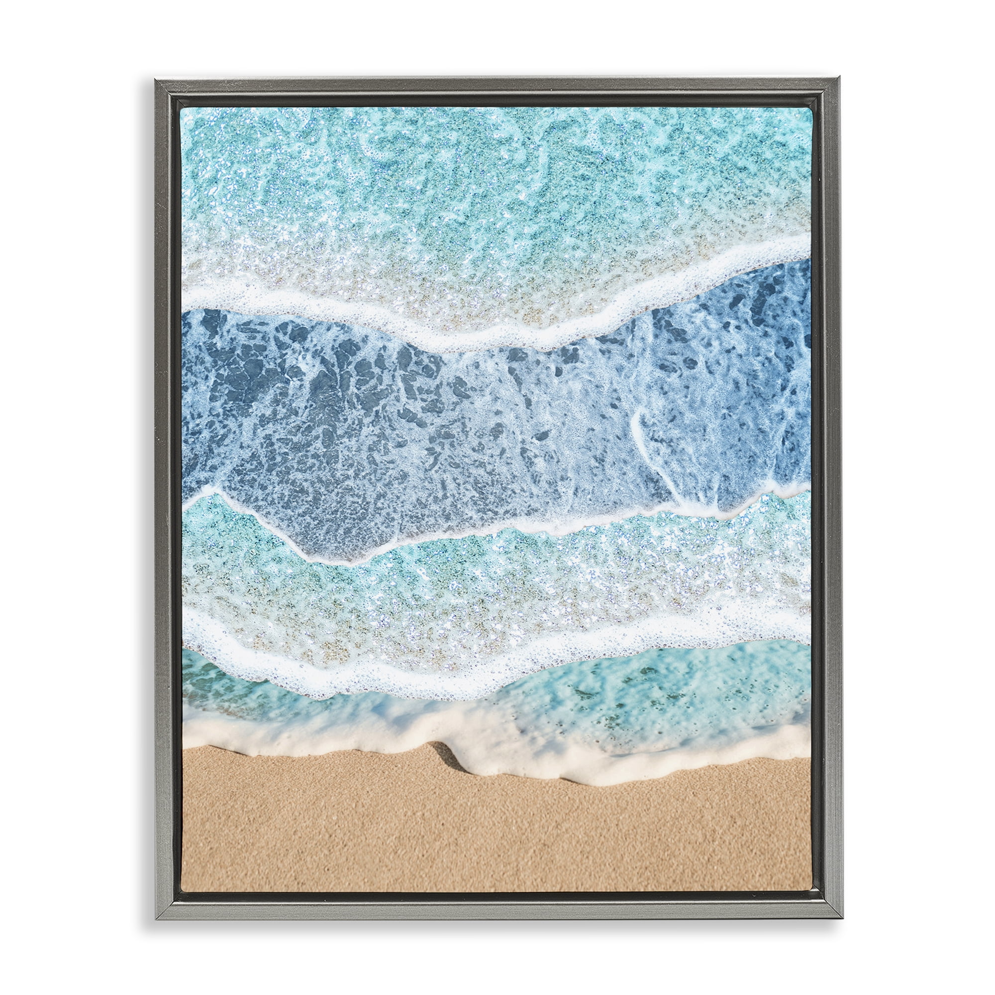 Stupell Industries Overlapping Shore Waves Gray Framed Floater Canvas Wall Art, design by Jesse Keith