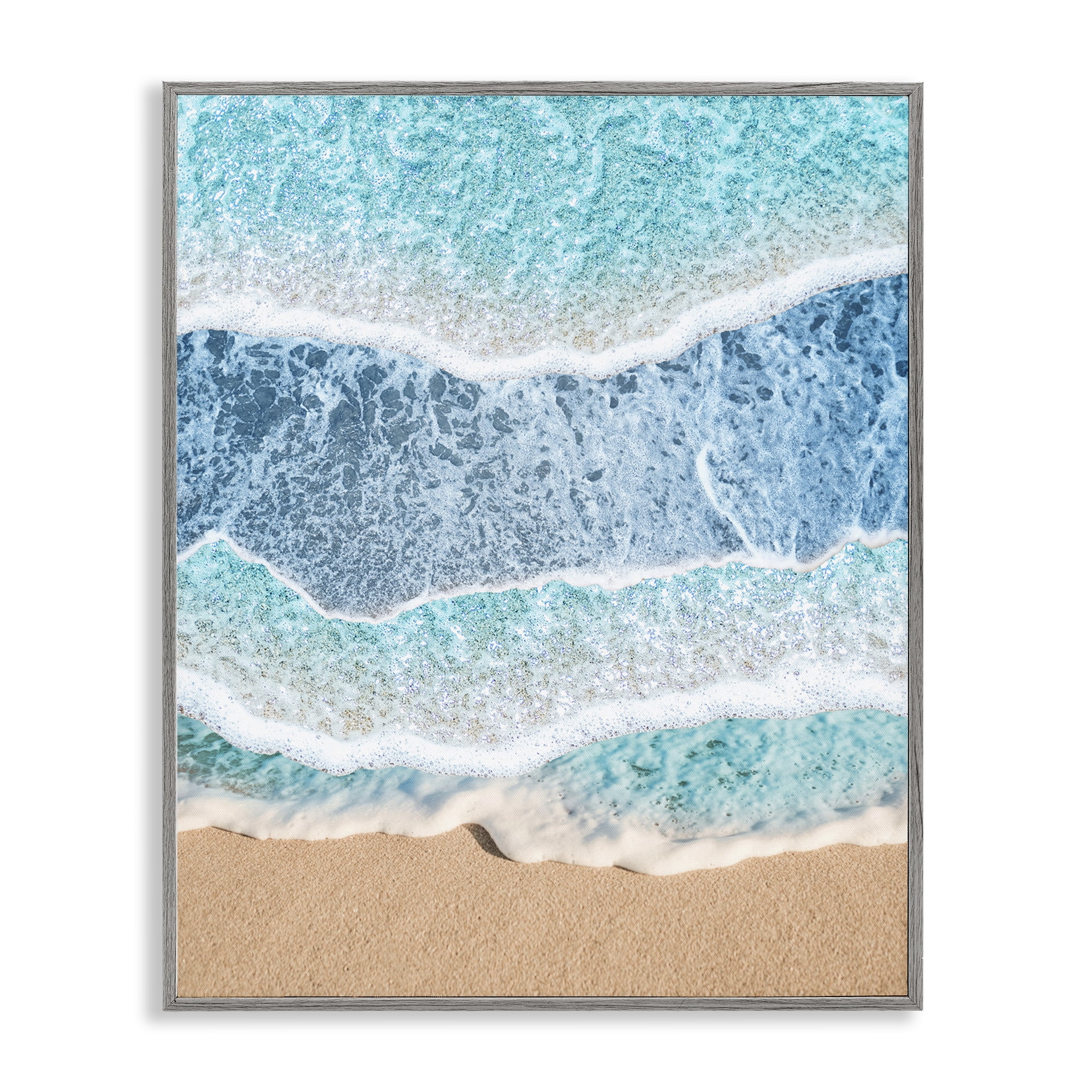 Stupell Industries Overlapping Shore Waves Gray Framed Giclee Art, design by Jesse Keith