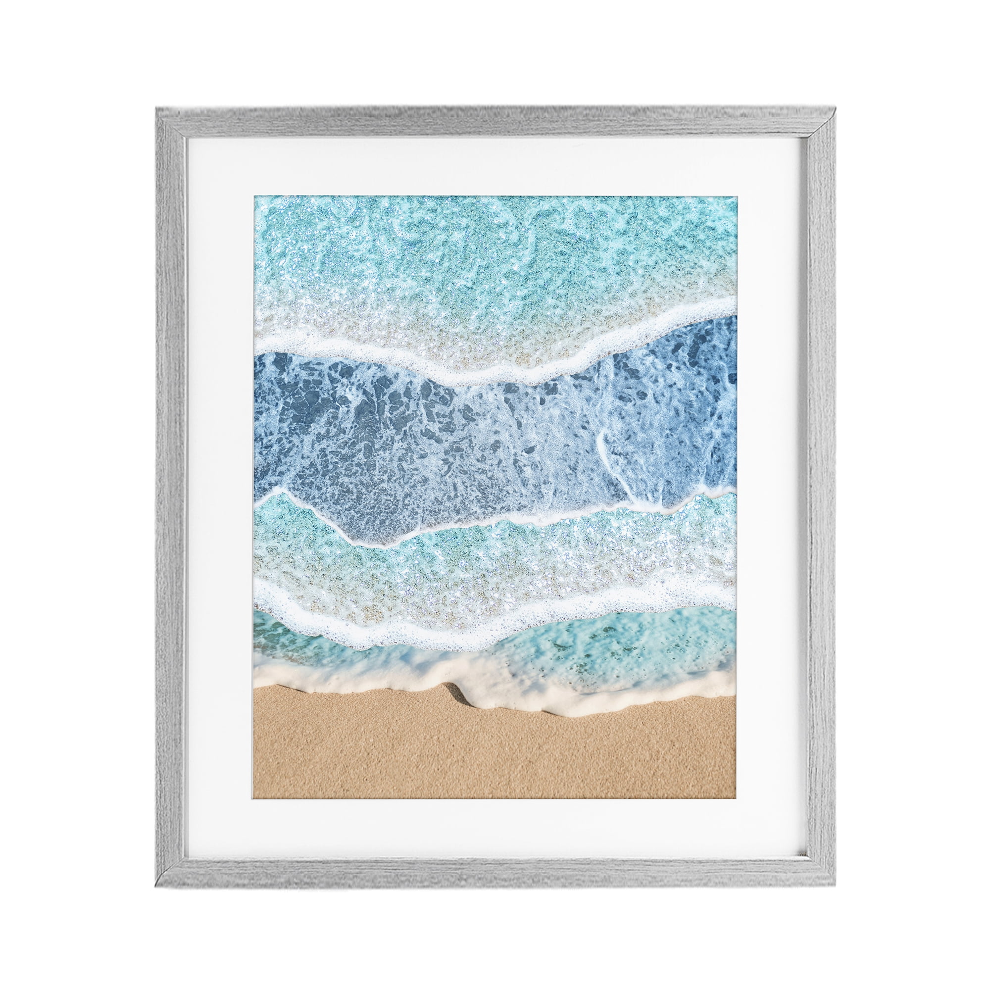 Stupell Industries Overlapping Shore Waves Gray Framed Print Under Glass, design by Jesse Keith
