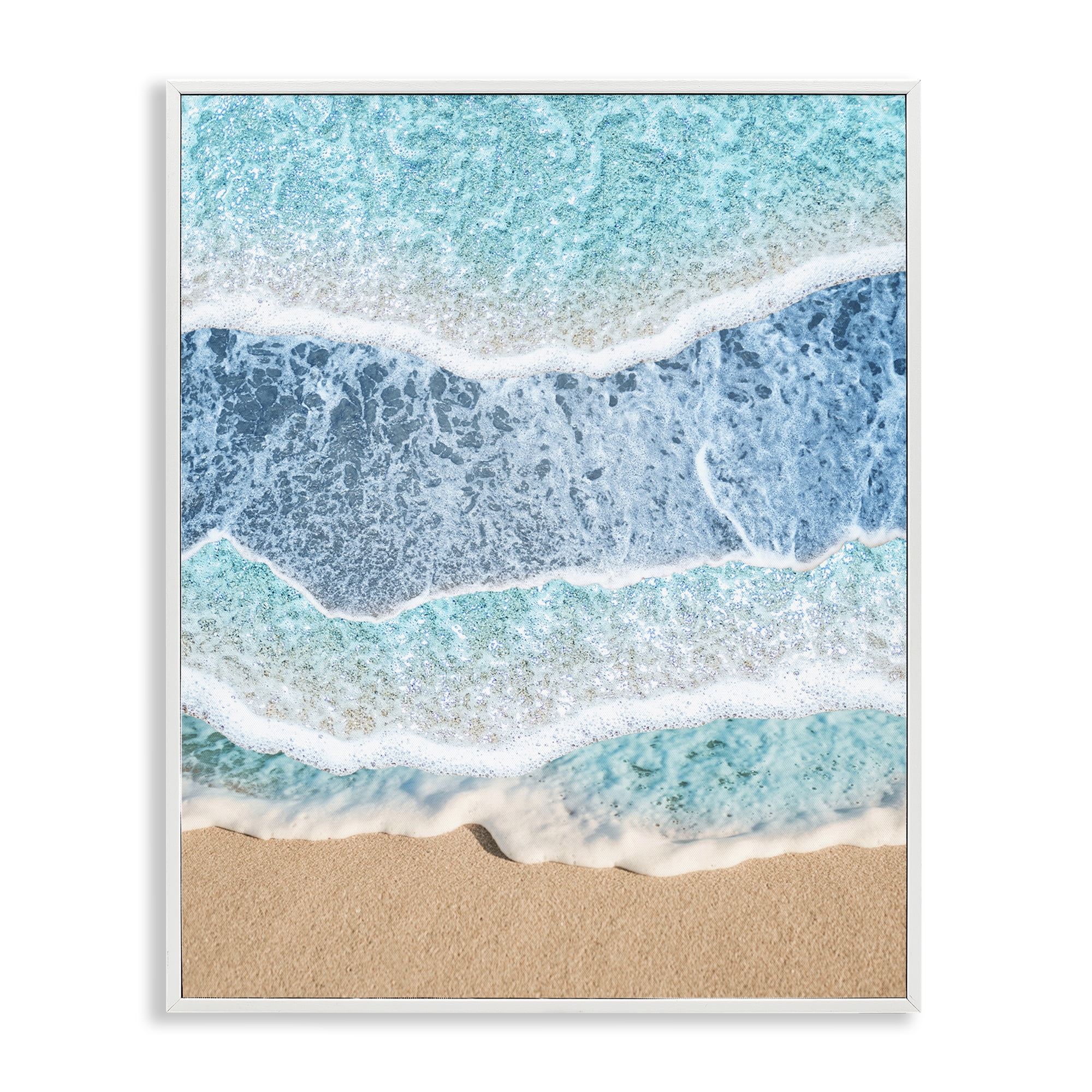 Stupell Industries Overlapping Shore Waves White Framed Giclee Art, design by Jesse Keith