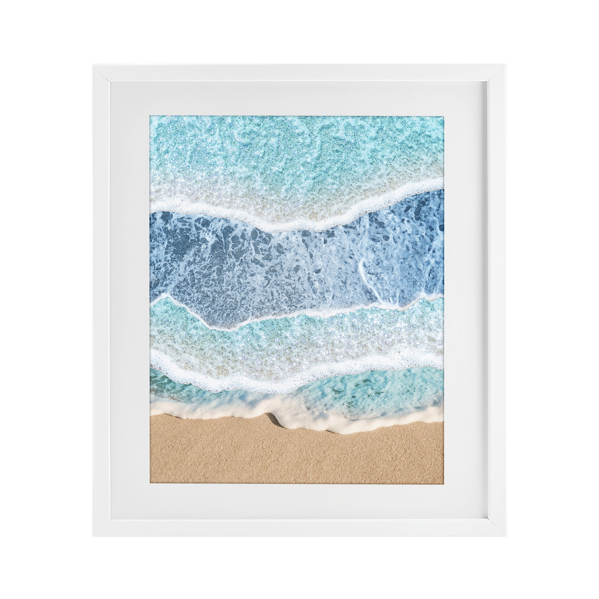 Stupell Industries Overlapping Shore Waves White Framed Print Under Glass, design by Jesse Keith