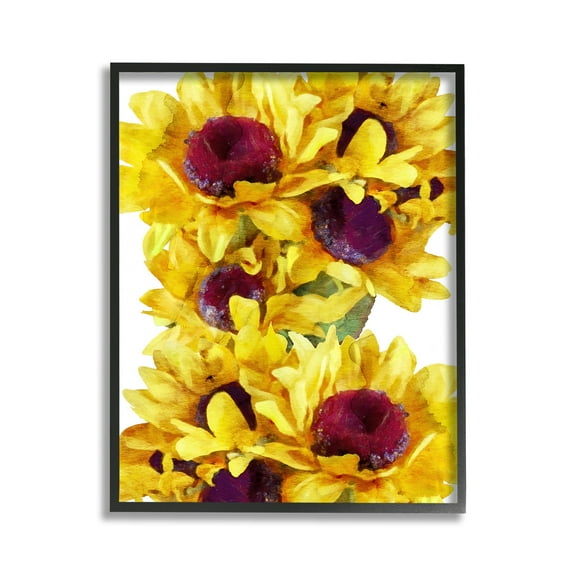 Stupell Industries Overlapping Sunflower Blooms Botanical & Floral Painting Black Framed Art Print Wall Art, 11 x 14