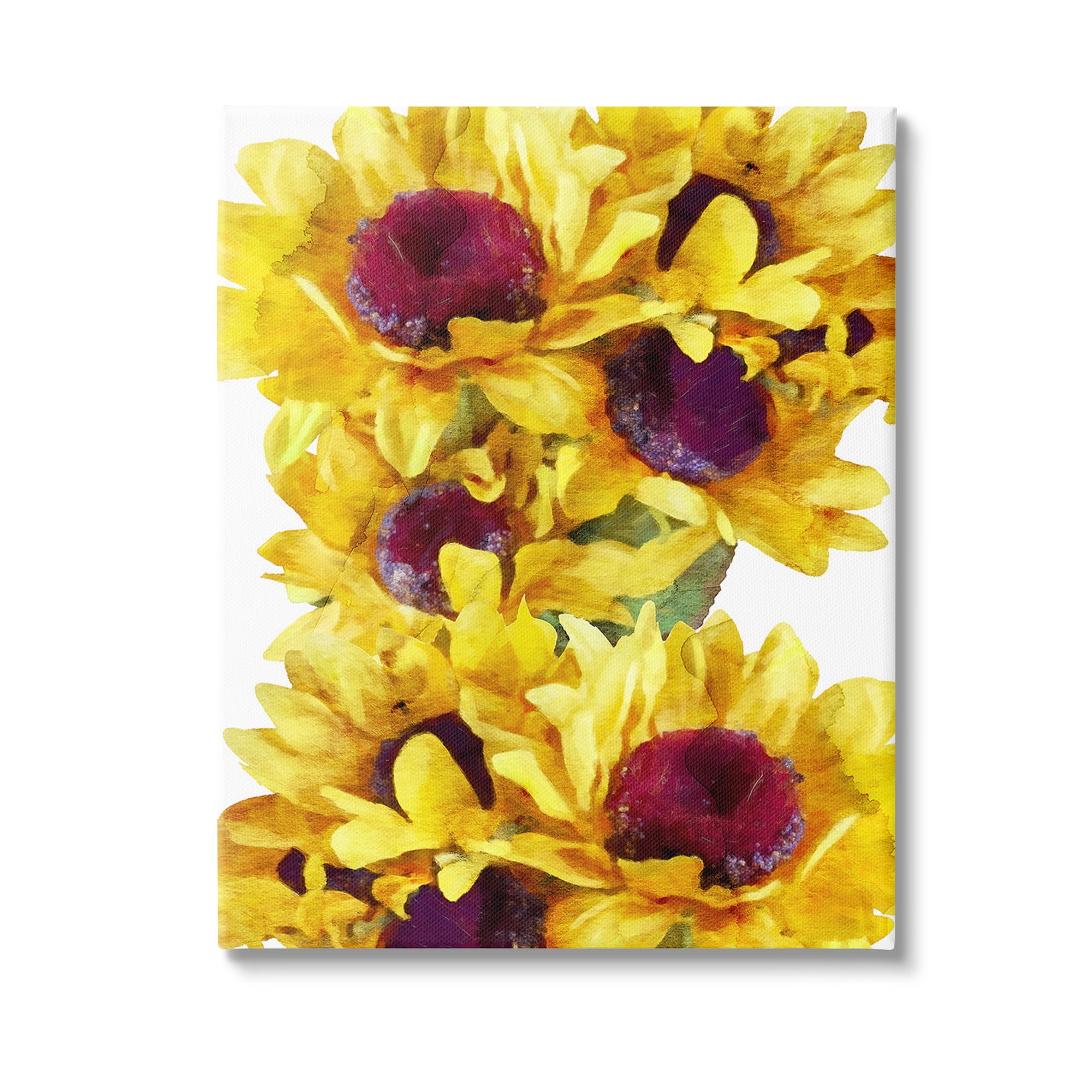 Stupell Industries Overlapping Sunflower Blooms Botanical & Floral Painting Gallery Wrapped Canvas Art Print Wall Art, 30 x 40