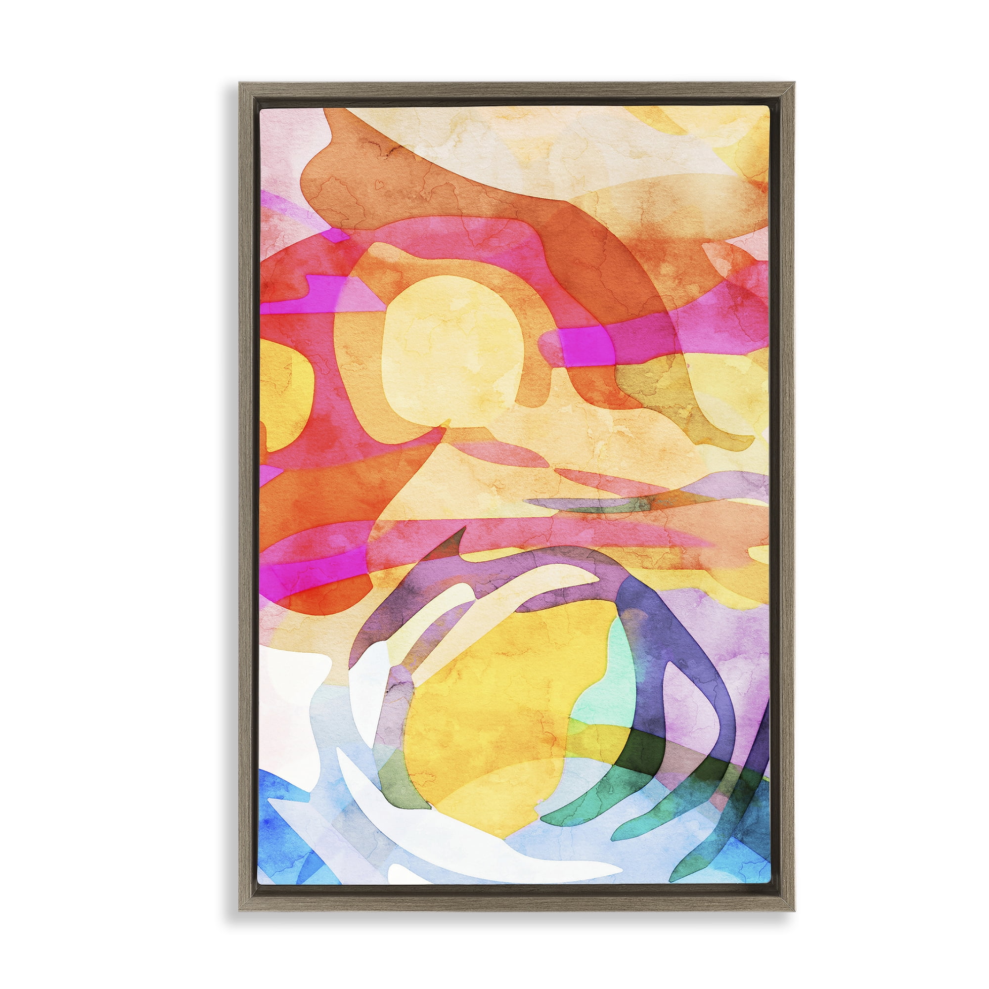 Stupell Industries Overlapping Transparent Shapes Abstract Painting Brown Floater Framed Canvas Art Print Wall Art, 17 x 25