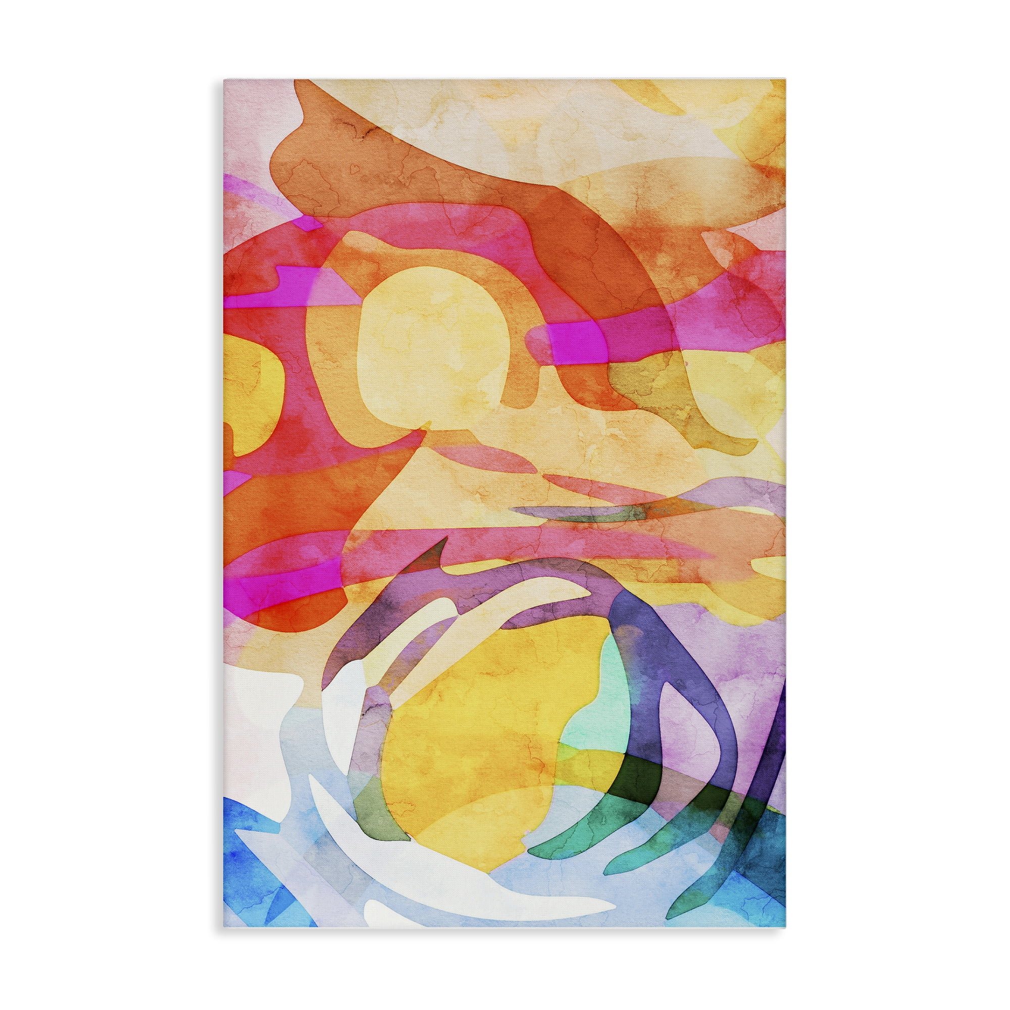 Stupell Industries Overlapping Transparent Shapes Abstract Painting Wrapped Canvas Art Print Wall Art, 24 x 36