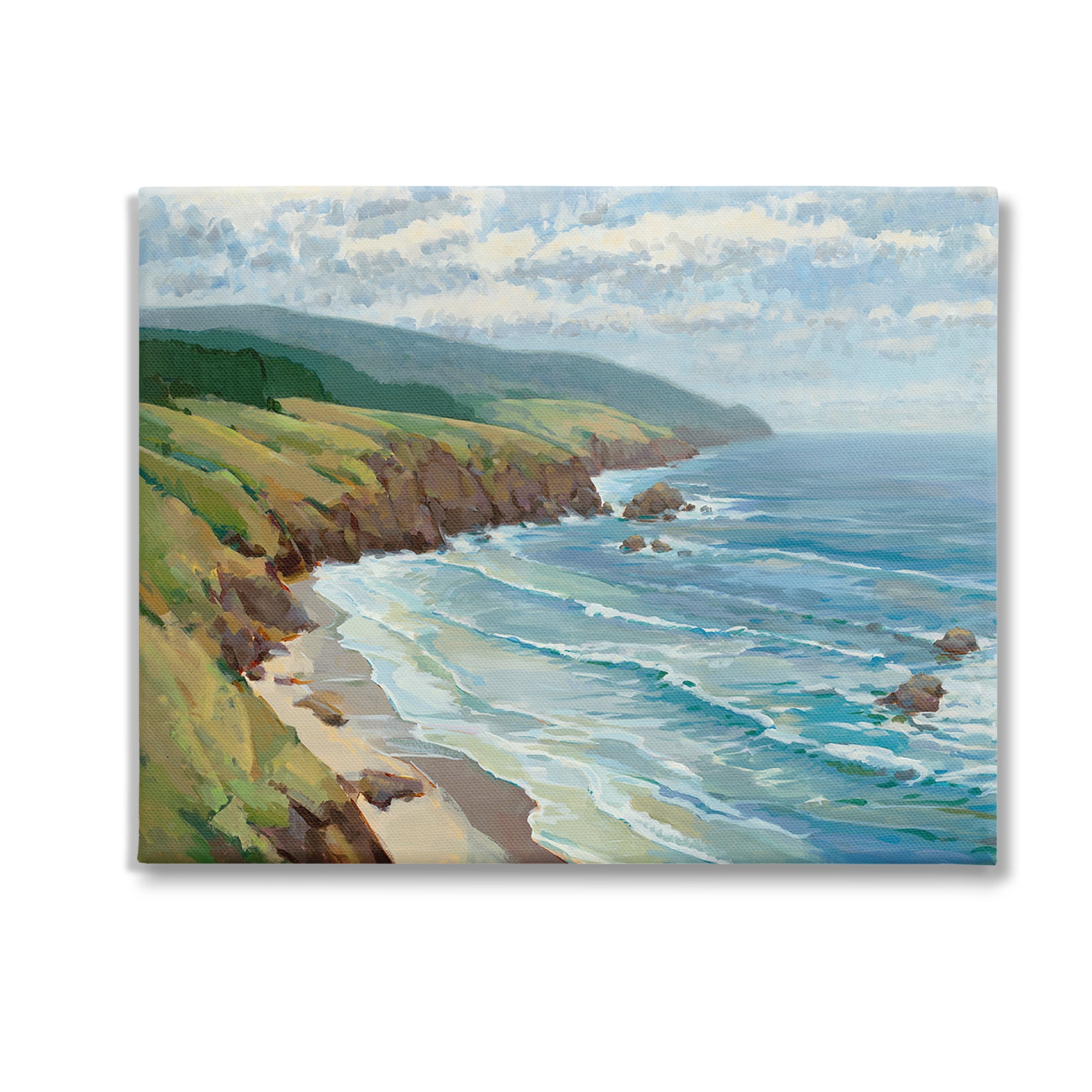 Stupell Industries Overlooking Beach Cliffs Landscape Painting Gallery Wrapped Canvas Art Print Wall Art, 30 x 24