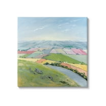 Stupell Industries Overlooking Farm Agriculture Landscape Painting Gallery Wrapped Canvas Art Print Wall Art, 17 x 17