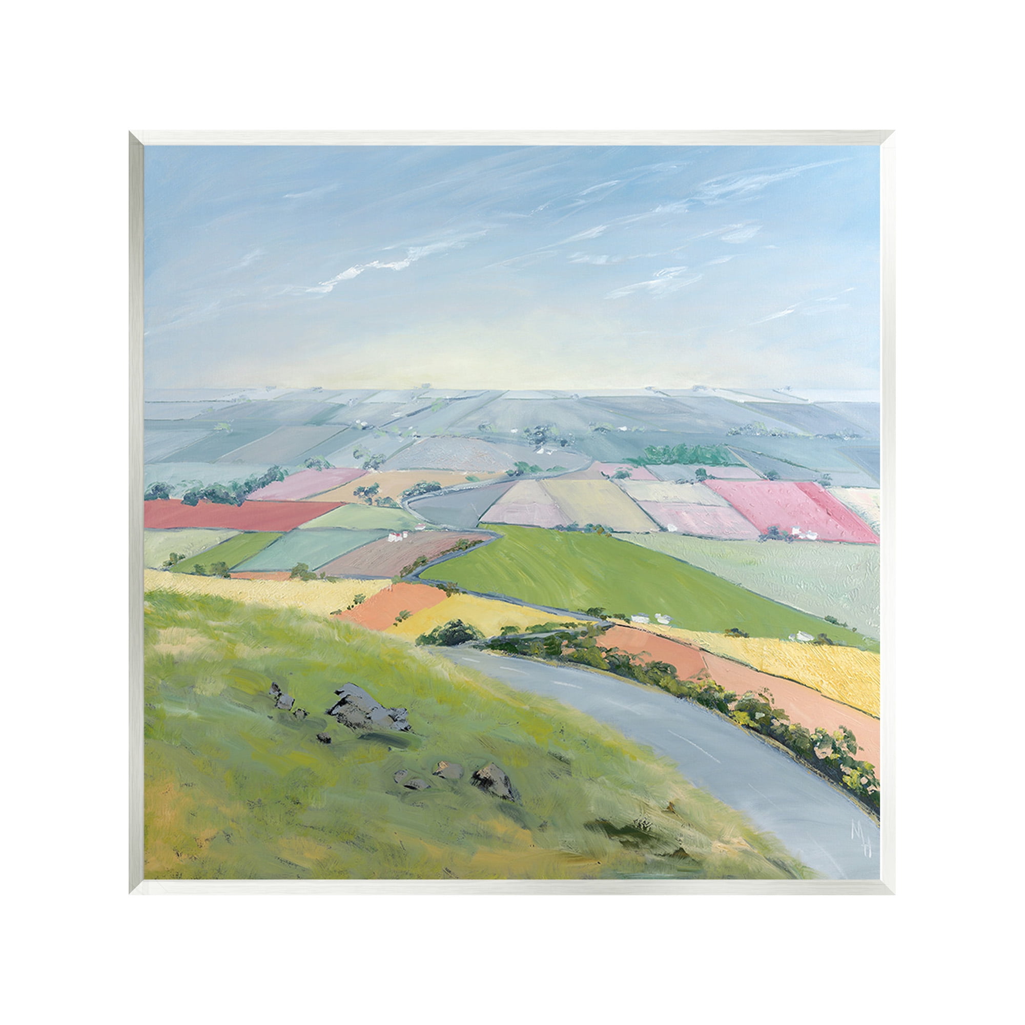 Stupell Industries Overlooking Farm Agriculture Landscape Painting Unframed Art Print Wall Art, 12 x 12