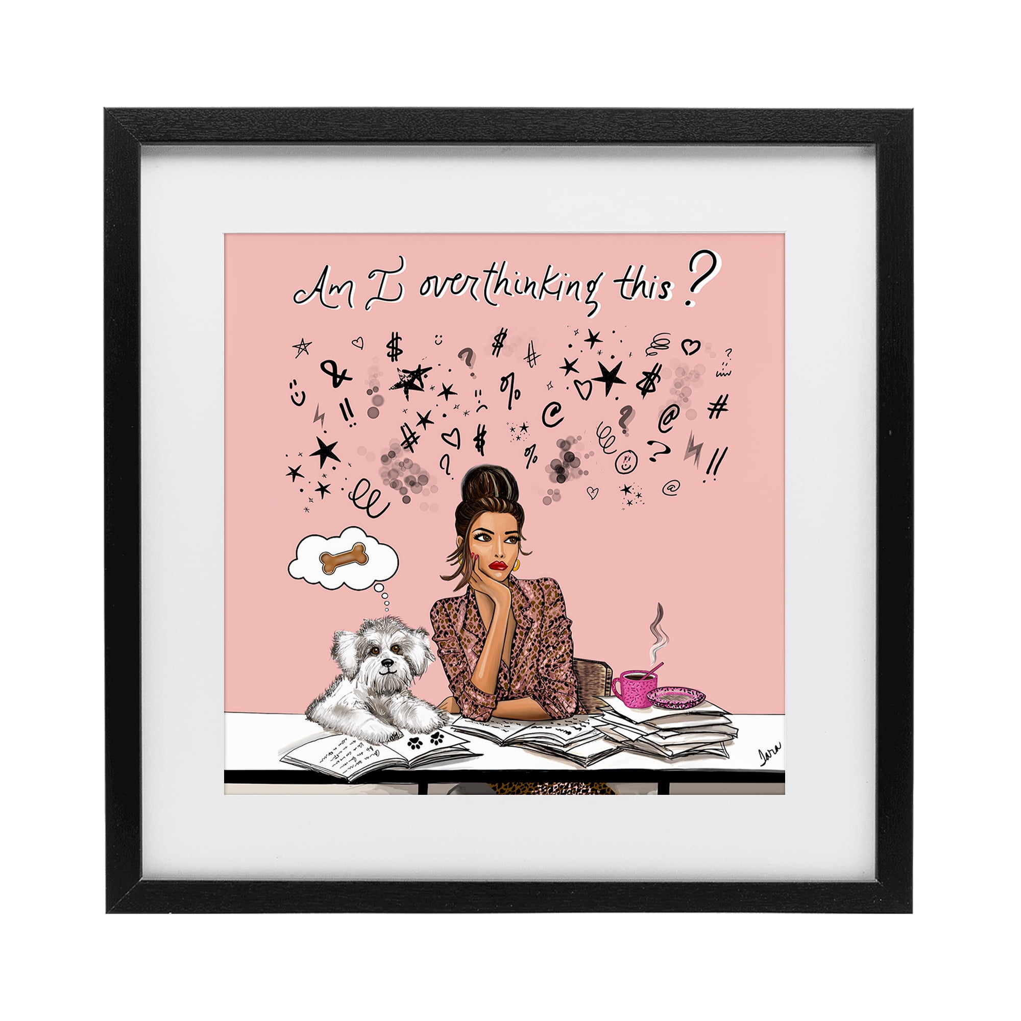 Stupell Industries Overthinking Reflection with Puppy Black Framed Print Under Glass, design by Tara Boone