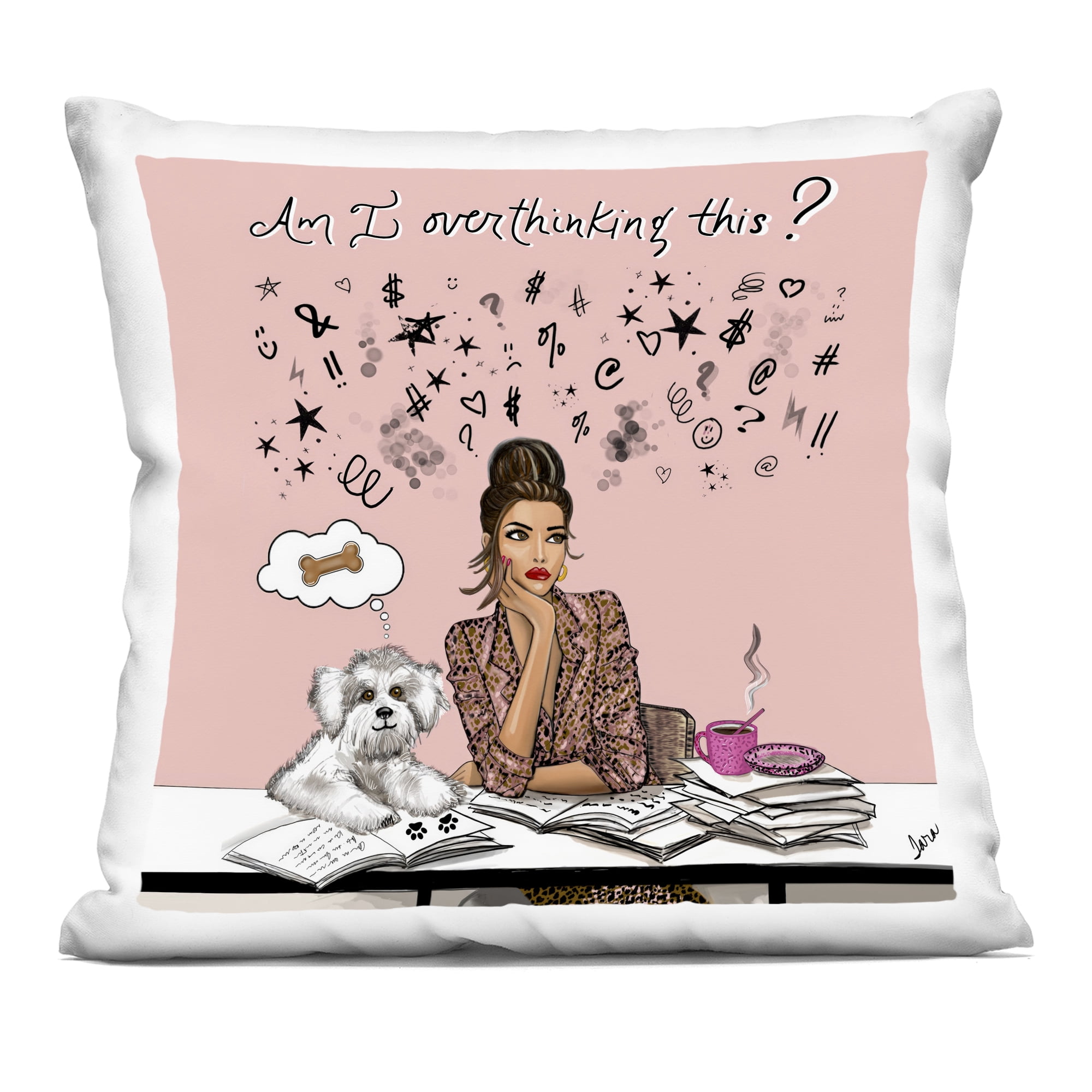 Stupell Industries Overthinking Reflection with Puppy Decorative Printed Throw Pillow, design by Tara Boone, 18 x 7 x 18